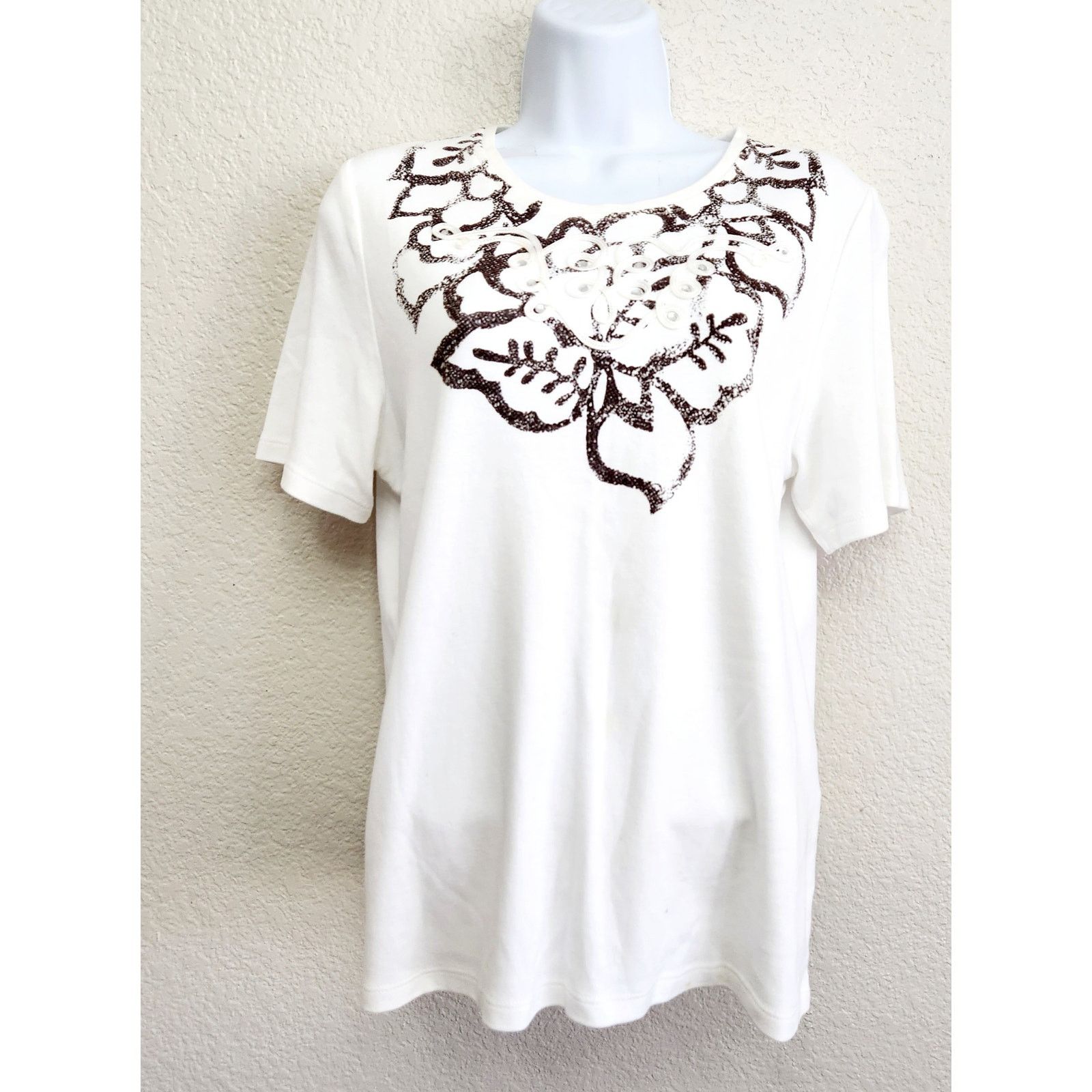 Other Allison Daley White Black Floral Bodice Rhinestone Top M Size M / US 6-8 / IT 42-44 - 1 Thumbnail