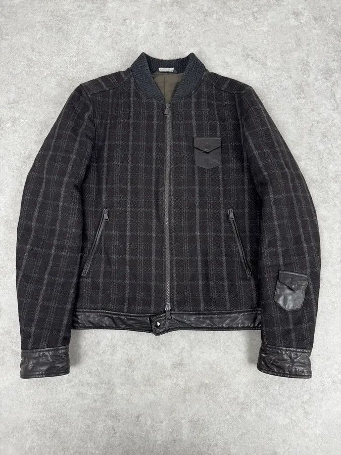 Dolce & Gabbana 2000s Dolce & Gabbana Dark Grey Wool Shattered Bomber Jacket Size US M / EU 48-50 / 2 - 1 Thumbnail