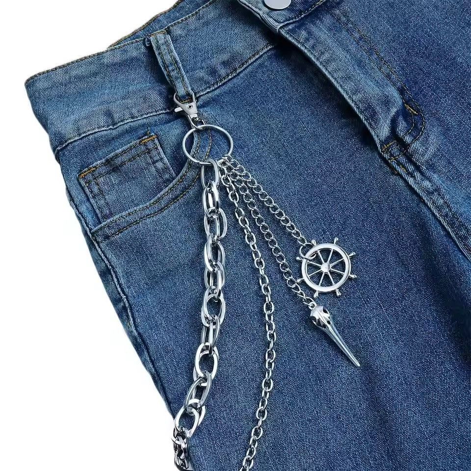 Jewelry Silver Double Wallet Chain, Pants Chain Size ONE SIZE - 4 Thumbnail