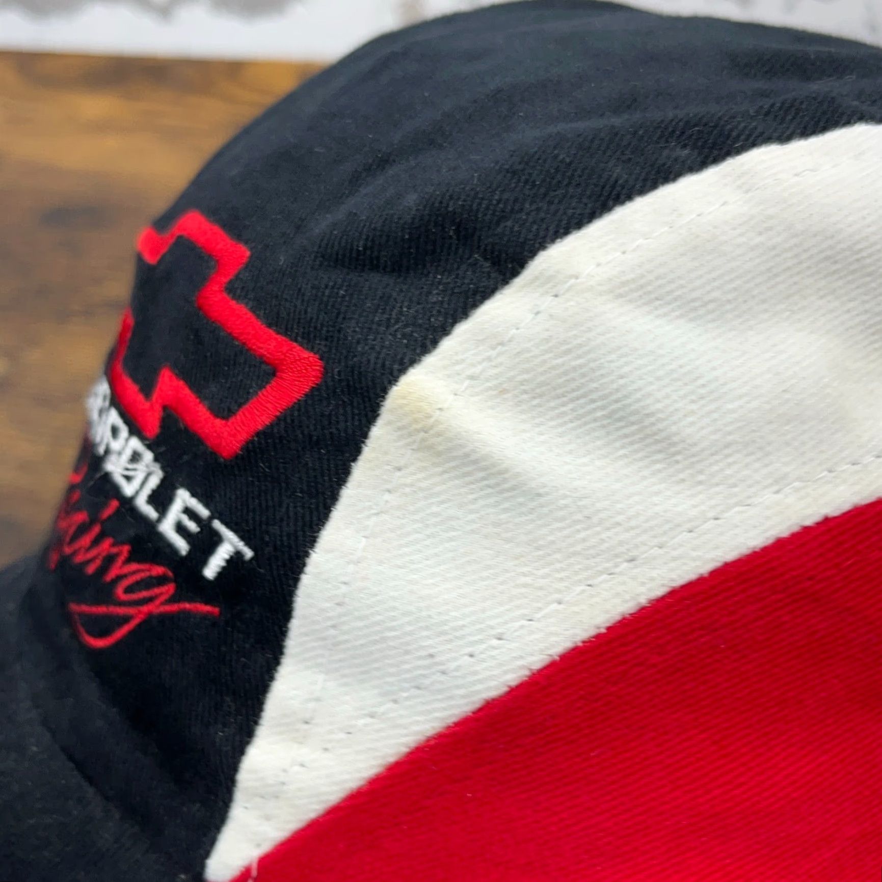 Vintage Vintage Chevrolet Racing Hat Cap SnapBack 5 Panel Chevy 90s Y2K Black Red White Mens One Size Black Racing Champions Snapback Twill Cotton Hat Size ONE SIZE - 6 Thumbnail