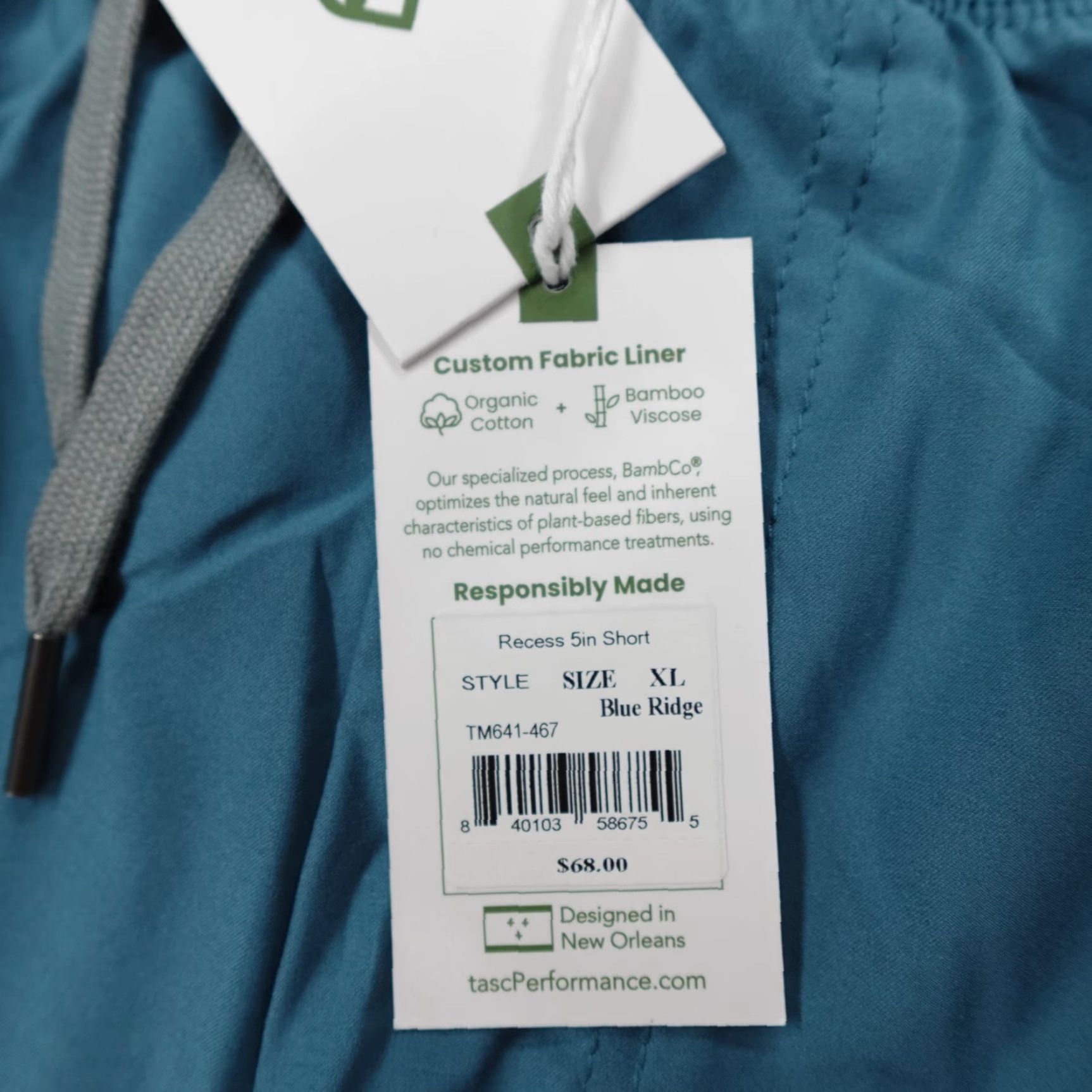 Vintage tasc Performance Recess 5" Run Shorts Lined Blue Ridge TM641-467 Men's Size XL Blue Athletic Pockets Moisture Wicking Lightweight Easy Care Size US 35 - 3 Thumbnail