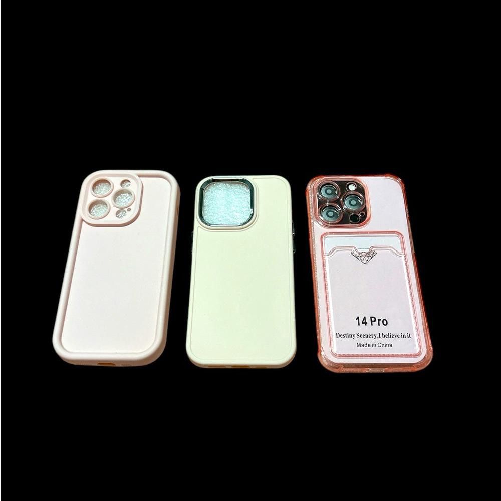 Designer Brandnew Three iPhone 14 Pro Cases - Pink & Rose Gold Size ONE SIZE - 1 Thumbnail