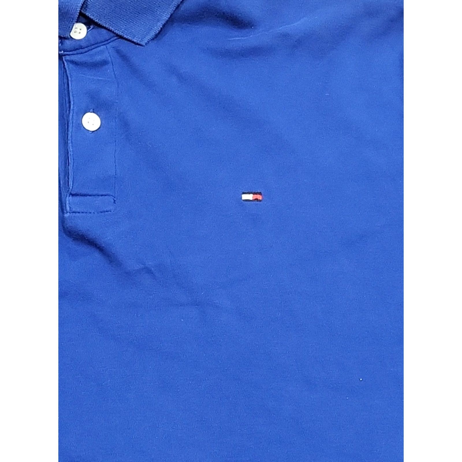 Tommy Hilfiger VINTAGE Tommy Hilfiger Polo Shirt L Men 42 in 28 in Blue Solid Short Sleeve Slimming 4 Seasons Classic Logo Golf Size US L / EU 52-54 / 3 - 3 Thumbnail