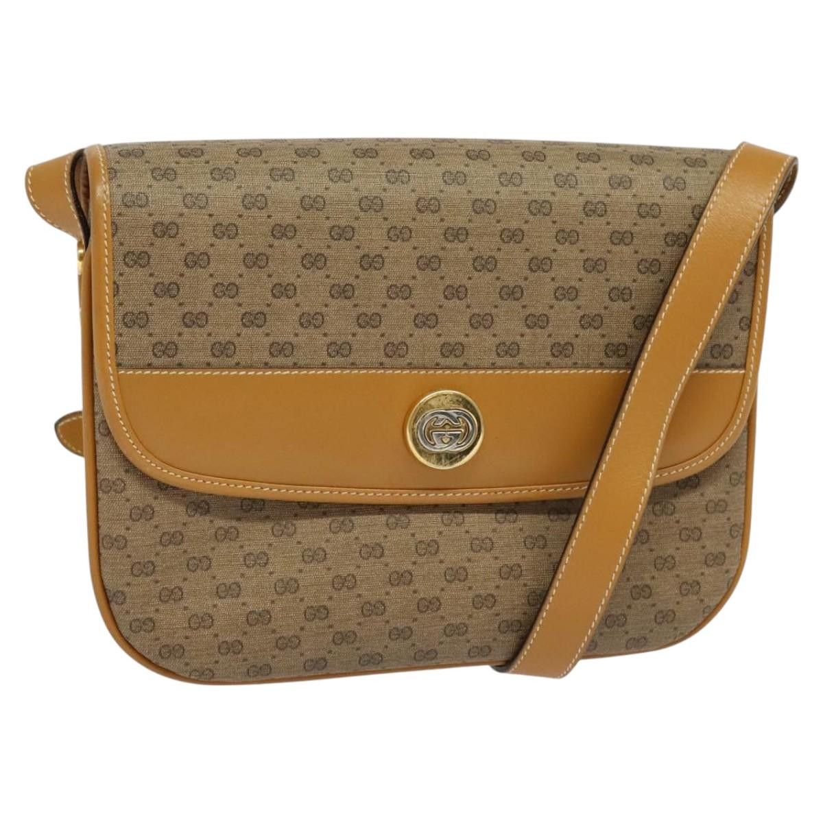 Gucci Micro GG Supreme Shoulder Bag Pvc Brown Gold Auth Ba959 in Brown/Gold, Women's