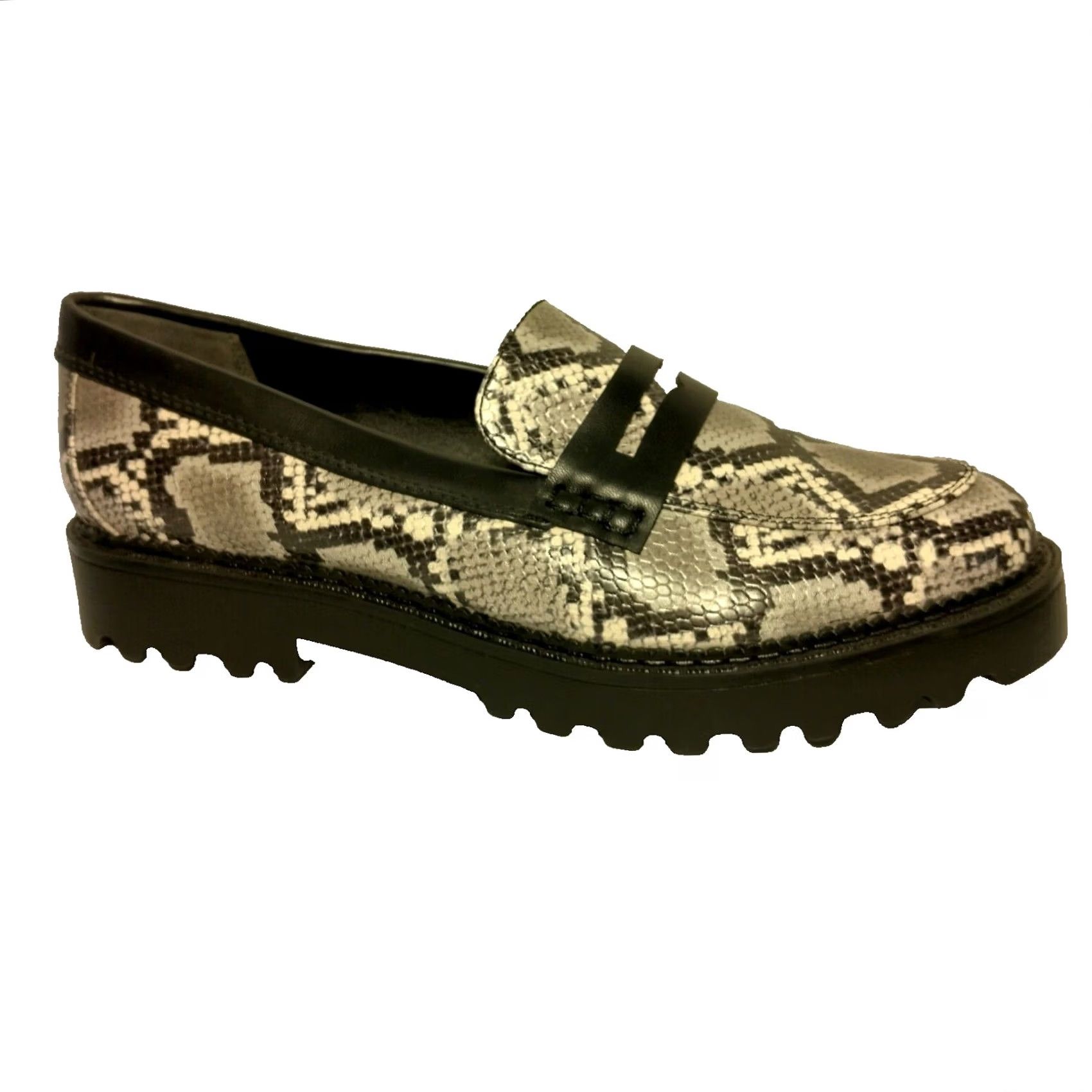Sam Edelman Sam Edelman Circus Desmond Loafers Women 10 M Faux Snake Skin Black Gray Slip On Leather Flat Animal Print Casual Shoes - Mens? Size US 10 / IT 40 - 3 Thumbnail