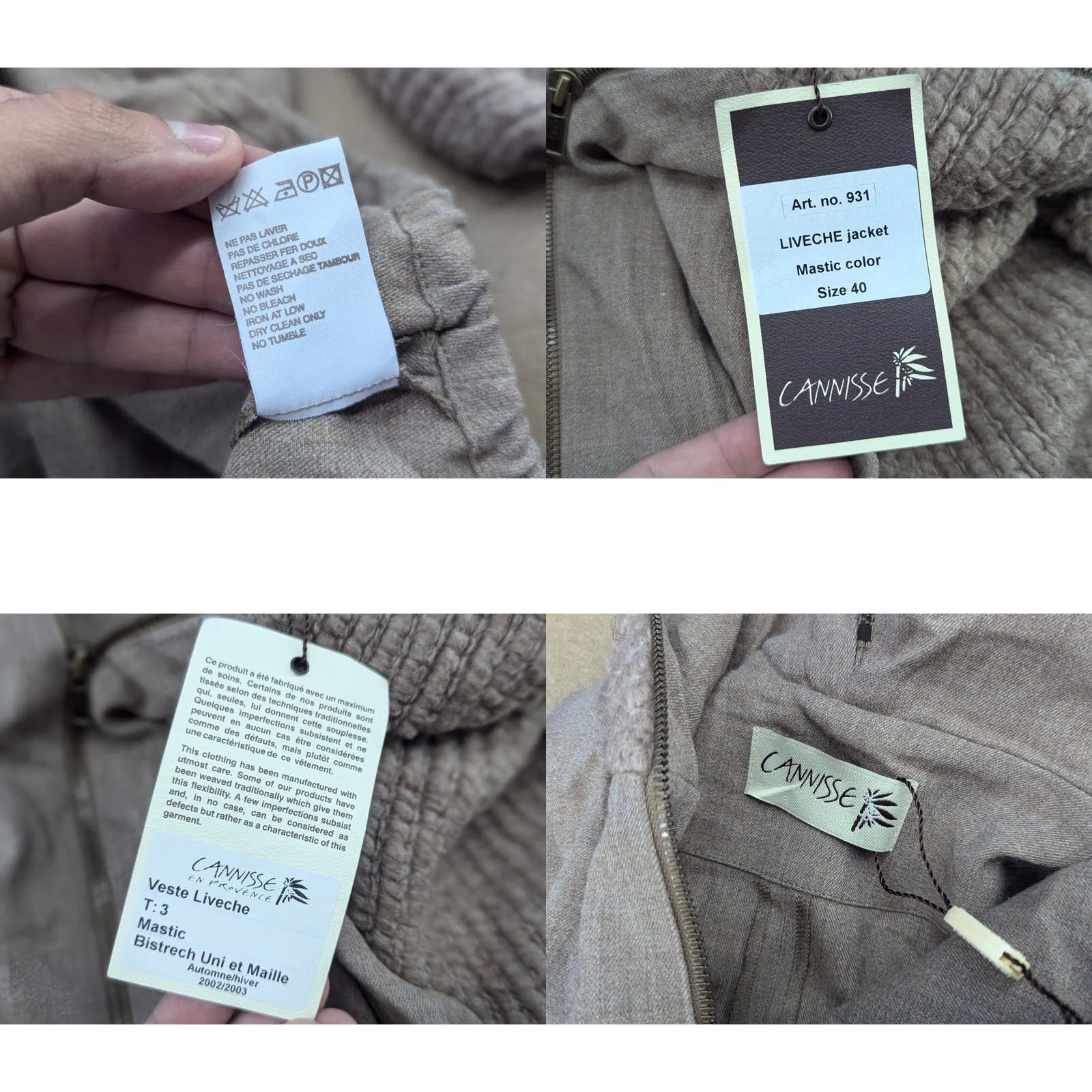 Vintage CANNISSE Jacket Hooded Womens Beige Mastic Size 40 Ladies LIVECHE Size S / US 4 / IT 40 - 8 Thumbnail
