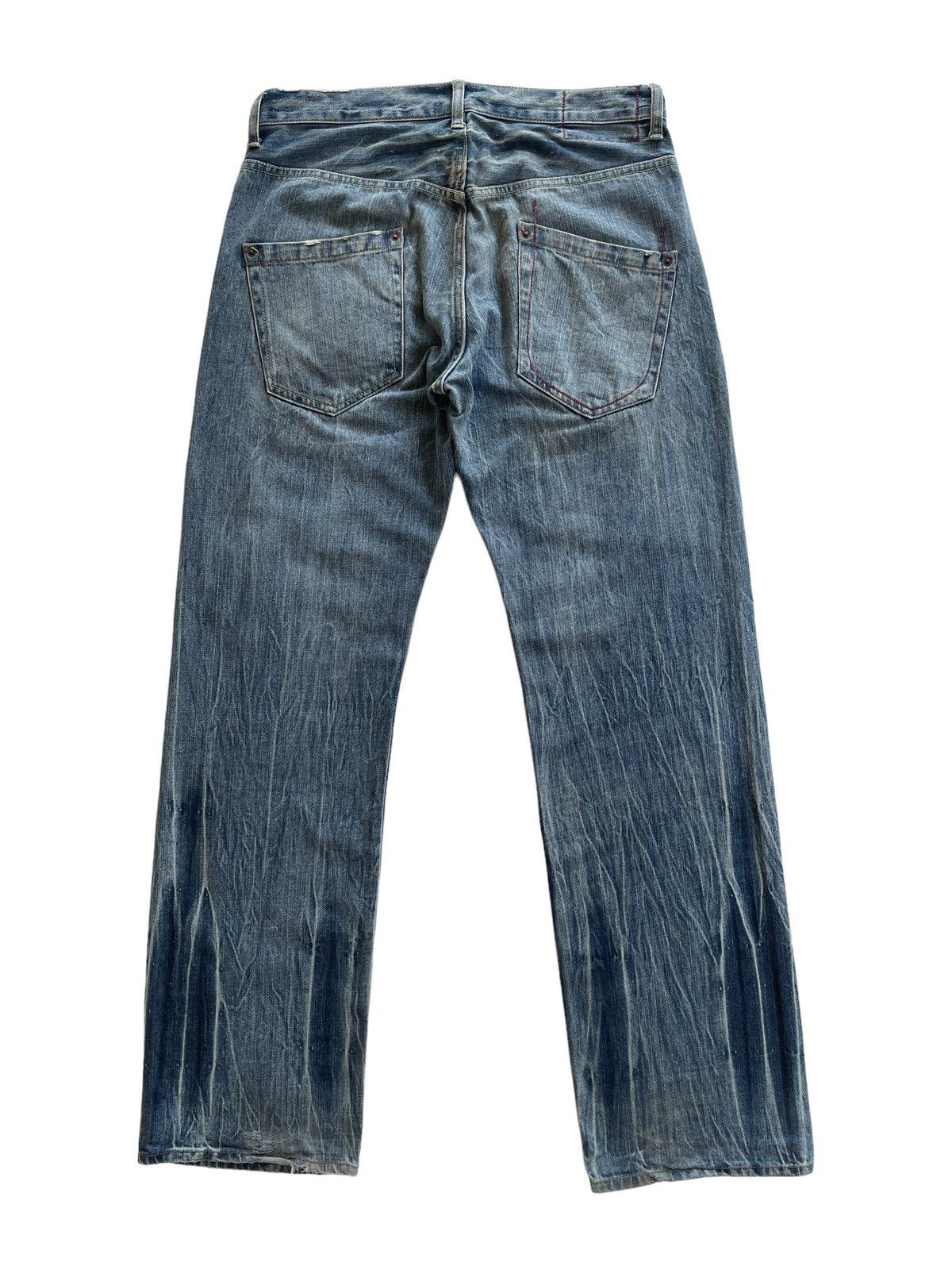 Japanese Brand PICK!!! Modish Style Flame Distressed Denim Size US 33 - 2 Thumbnail