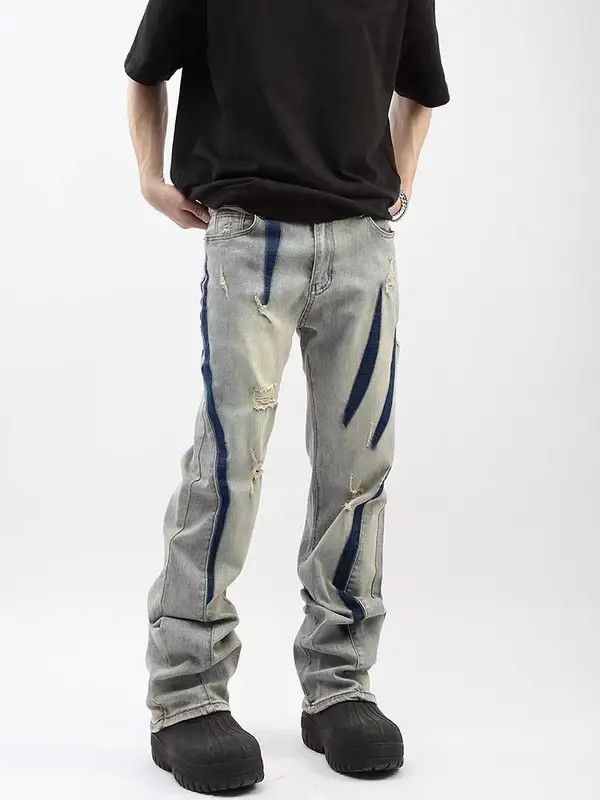 VIBE Retro yellow mud claw mark wide leg jeans Size US 32 / EU 48 - 6 Thumbnail