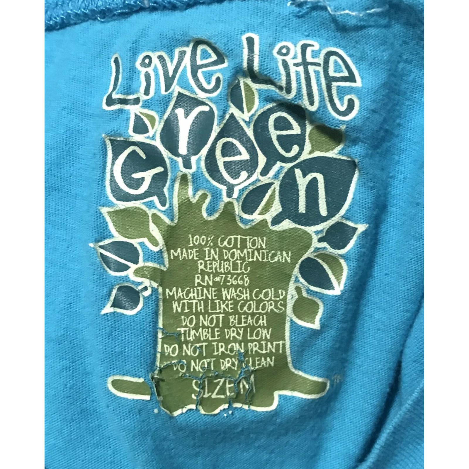 Olive Live Life Green Blue Tee Shirt Short Sleeve Size Medium Guitar T-Shirt Women Juniors Cap Sleeve Logo Rock Summer Blue Mens? Size M / US 6-8 / IT 42-44 - 3 Thumbnail