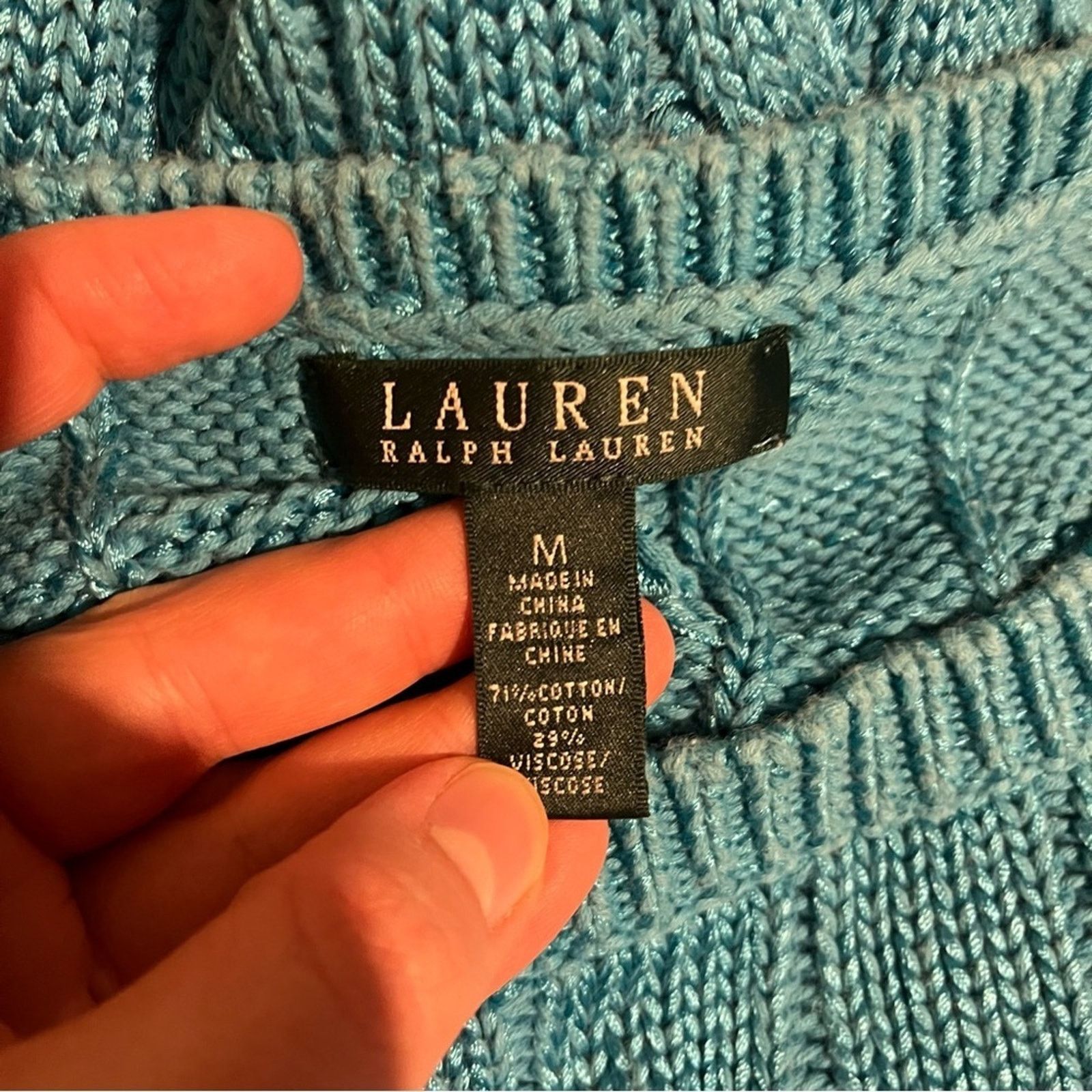 Lauren Ralph Lauren Lauren Ralph Lauren Boatneck Cable Knit Sweater M Light Blue Size M / US 6-8 / IT 42-44 - 4 Thumbnail