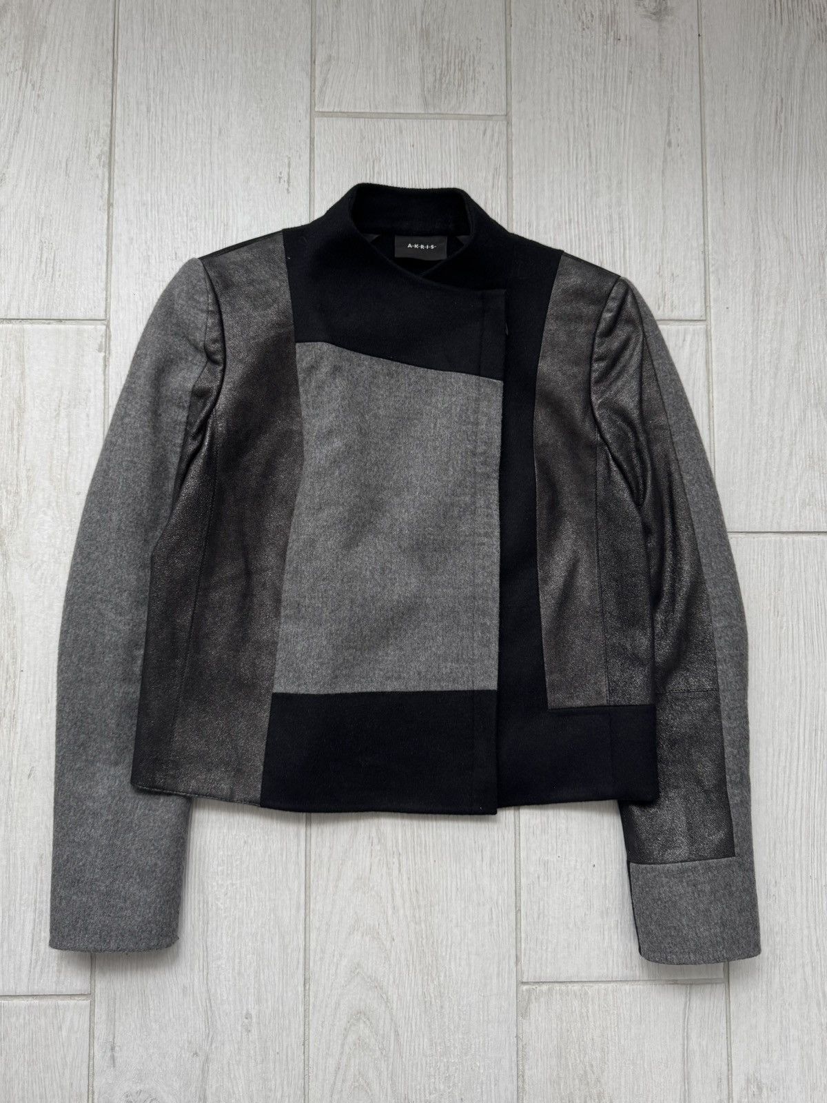 Akris Akris Asymmetric Mixed-Media Wool & Calf Leather Jacket Size M / US 6-8 / IT 42-44 - 14 Thumbnail