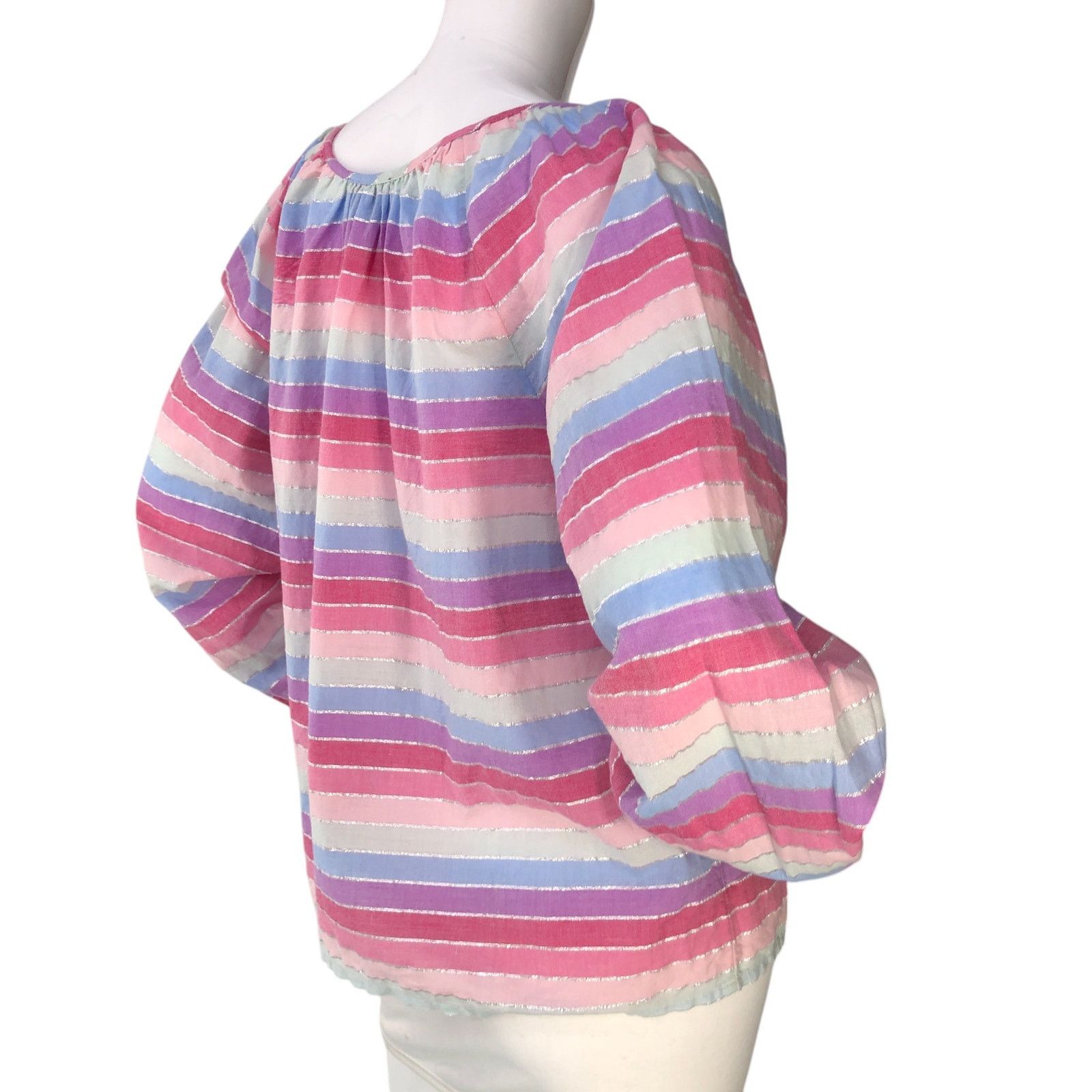 J.Crew J Crew Size S Top Peasant Metallic Pastel Stripe Oversized Size S / US 4 / IT 40 - 8 Thumbnail