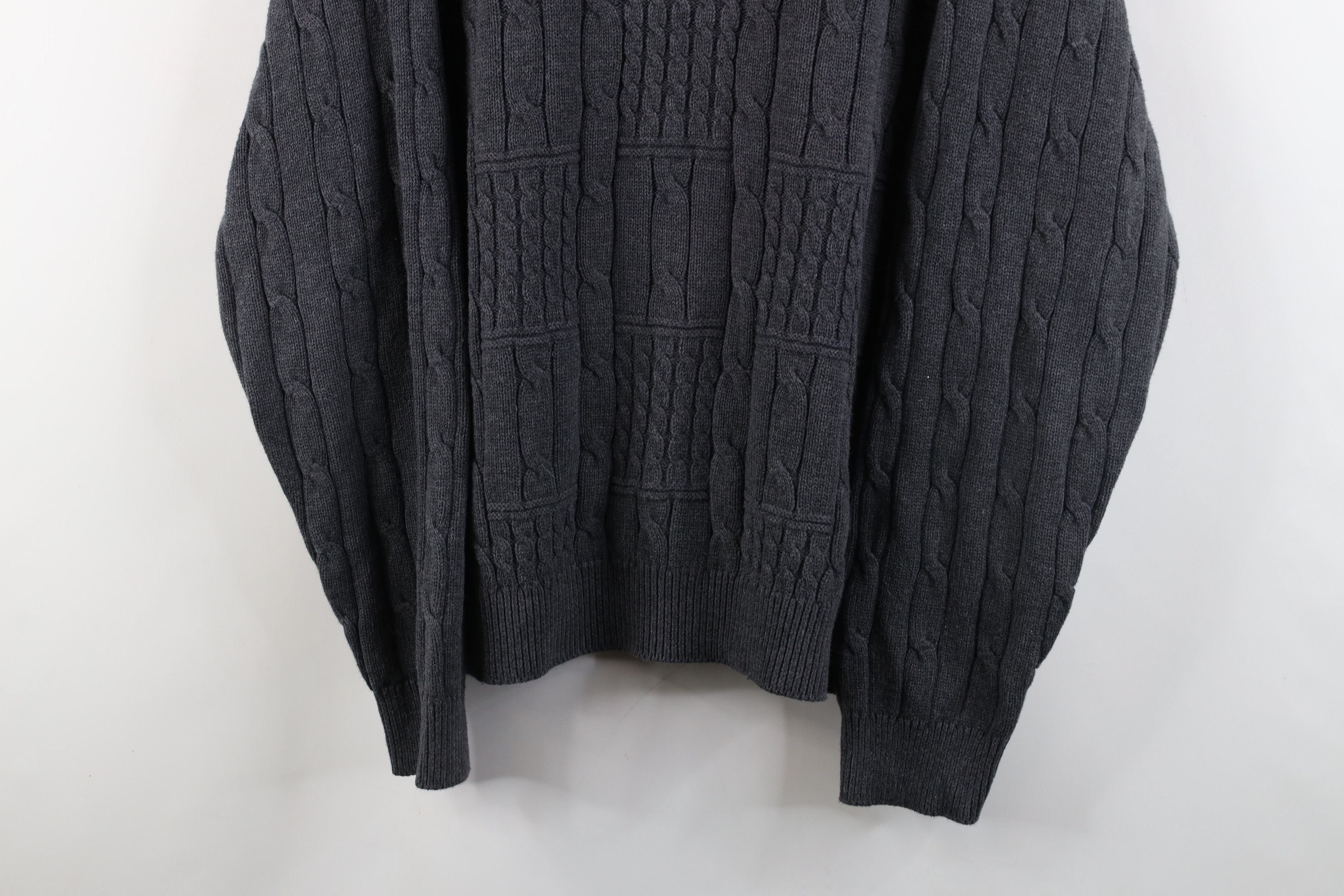 Vintage Vintage 90s Streetwear Checkered Cable Knit Sweater Gray Size US L / EU 52-54 / 3 - 3 Thumbnail