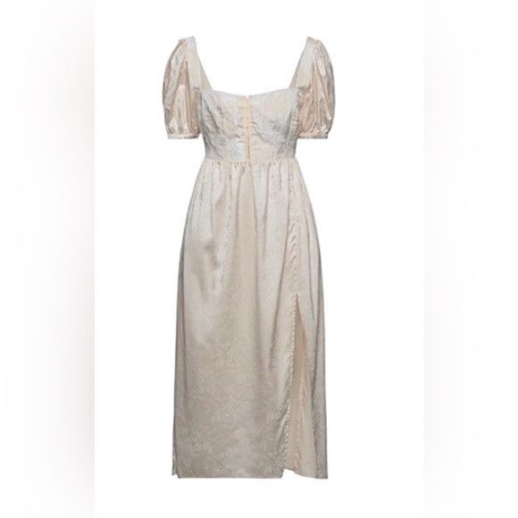 For Love & Lemons Cream Square Neck Wedding Dress Puff Sleeve Brocade Cottage Size M / US 6-8 / IT 42-44 - 1 Thumbnail