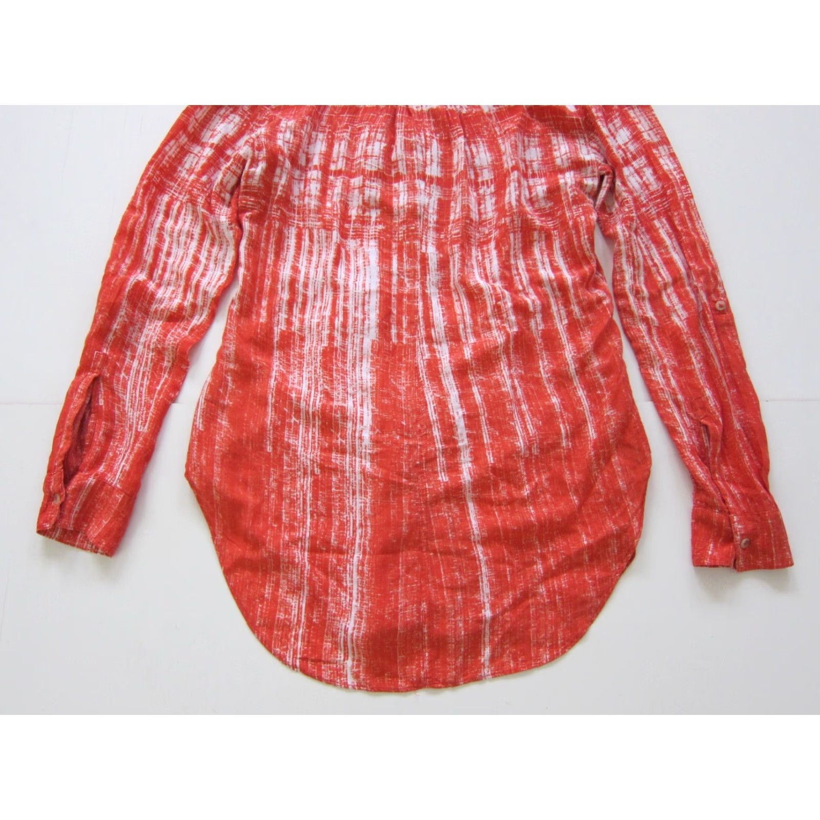 Vintage Maeve Blouse 100% Rayon Orange White Tie Dye Button Down Long Sleeve Women Size 4 Size S / US 4 / IT 40 - 6 Thumbnail