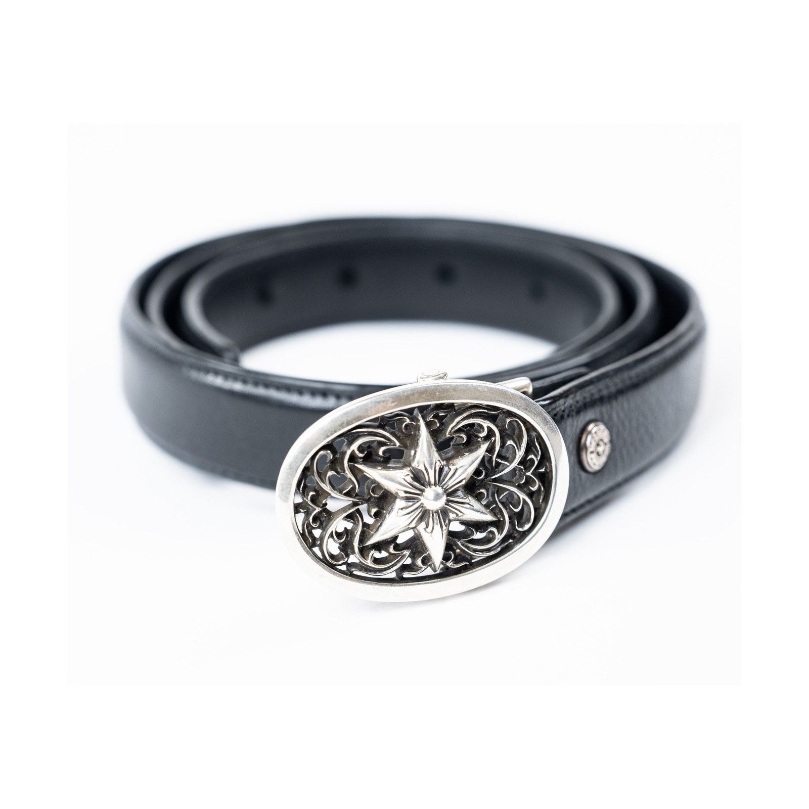 Chrome Hearts Black Thin Soft Leather Strap Size 34 - 1 Thumbnail