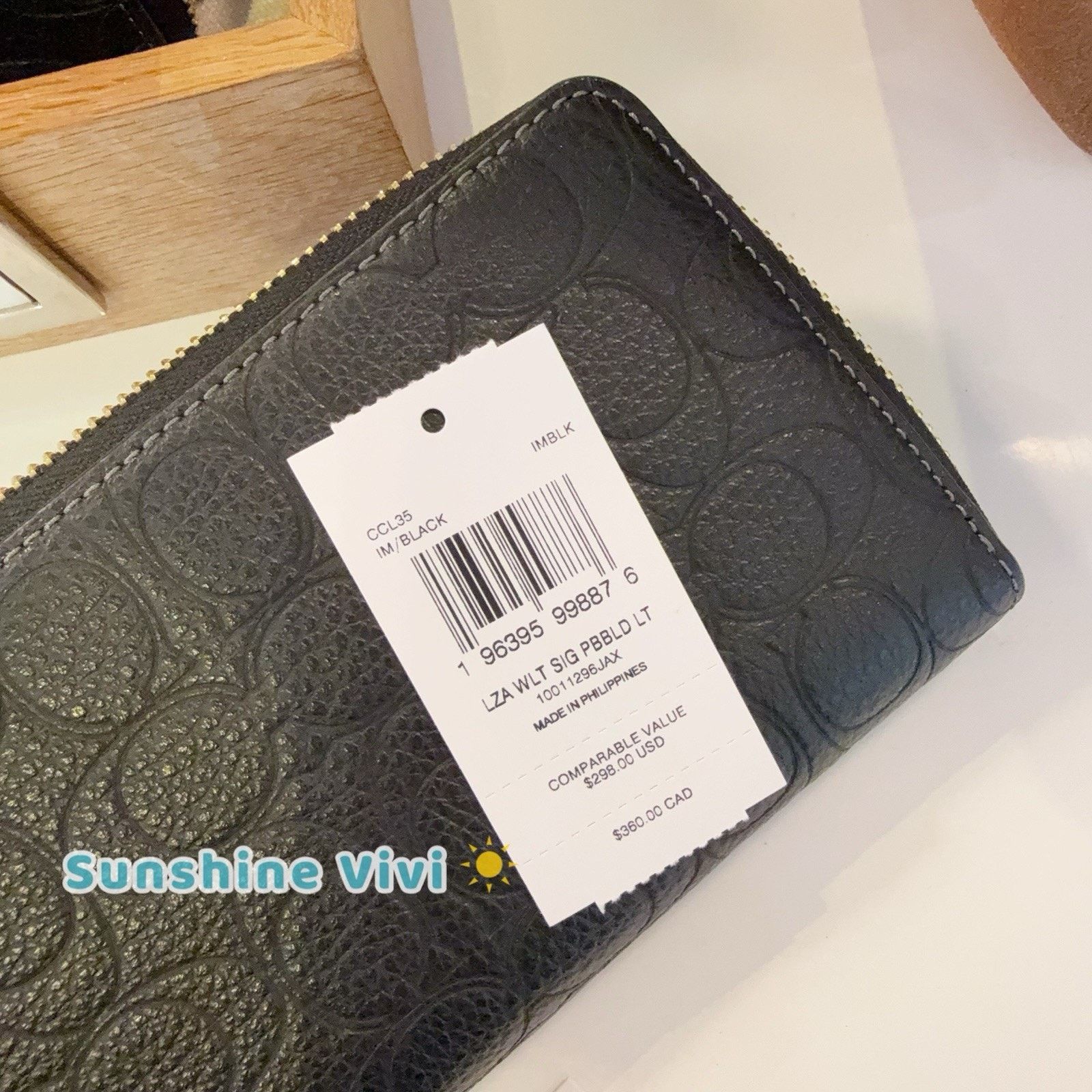 Coach NWT Coach Long Zip Around Wallet Leather CCL35 Black Size ONE SIZE - 4 Thumbnail