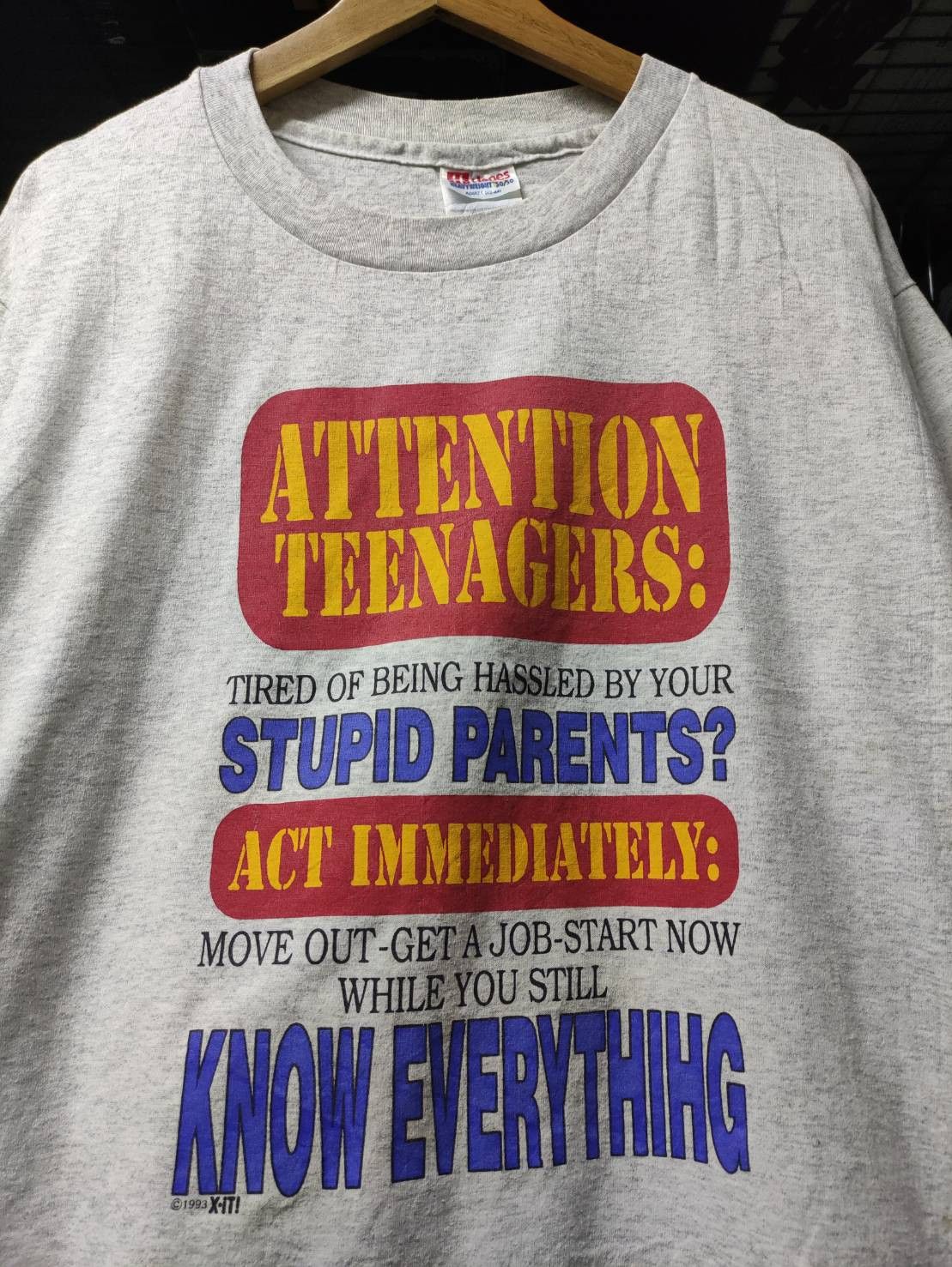 Vintage Vtg 90's Attention Teenagers Cropped Made in USA T-Shirt Size US L / EU 52-54 / 3 - 1 Thumbnail