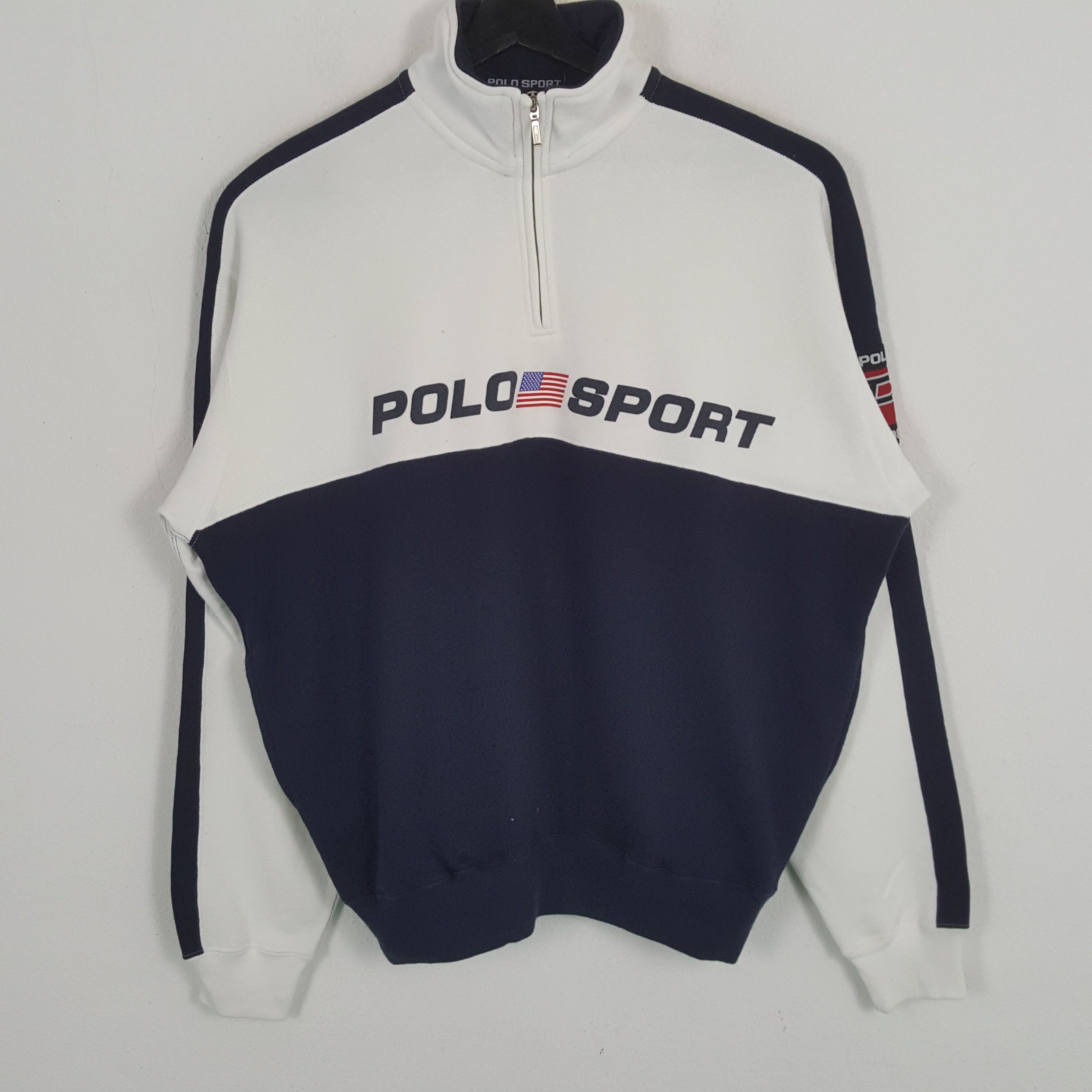 Polo Ralph Lauren × Vintage Polo Sport Ralph Lauren Fashion Half Zipper Sweatshirt Size US XL / EU 56 / 4 - 1 Thumbnail