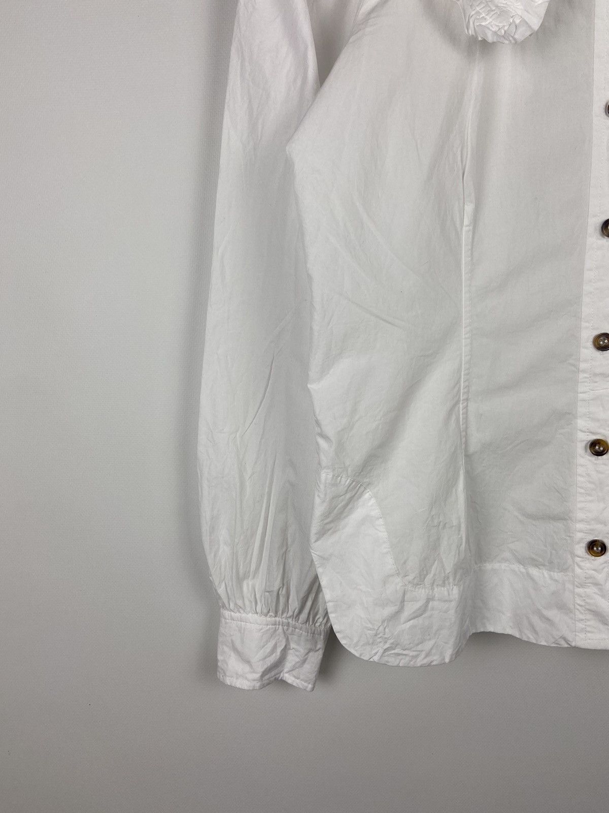 Designer × Ganni RRP$205 GANNI White Cotton Oversized Ruffled Collar Shirt Size XS / US 0-2 / IT 36-38 - 4 Thumbnail