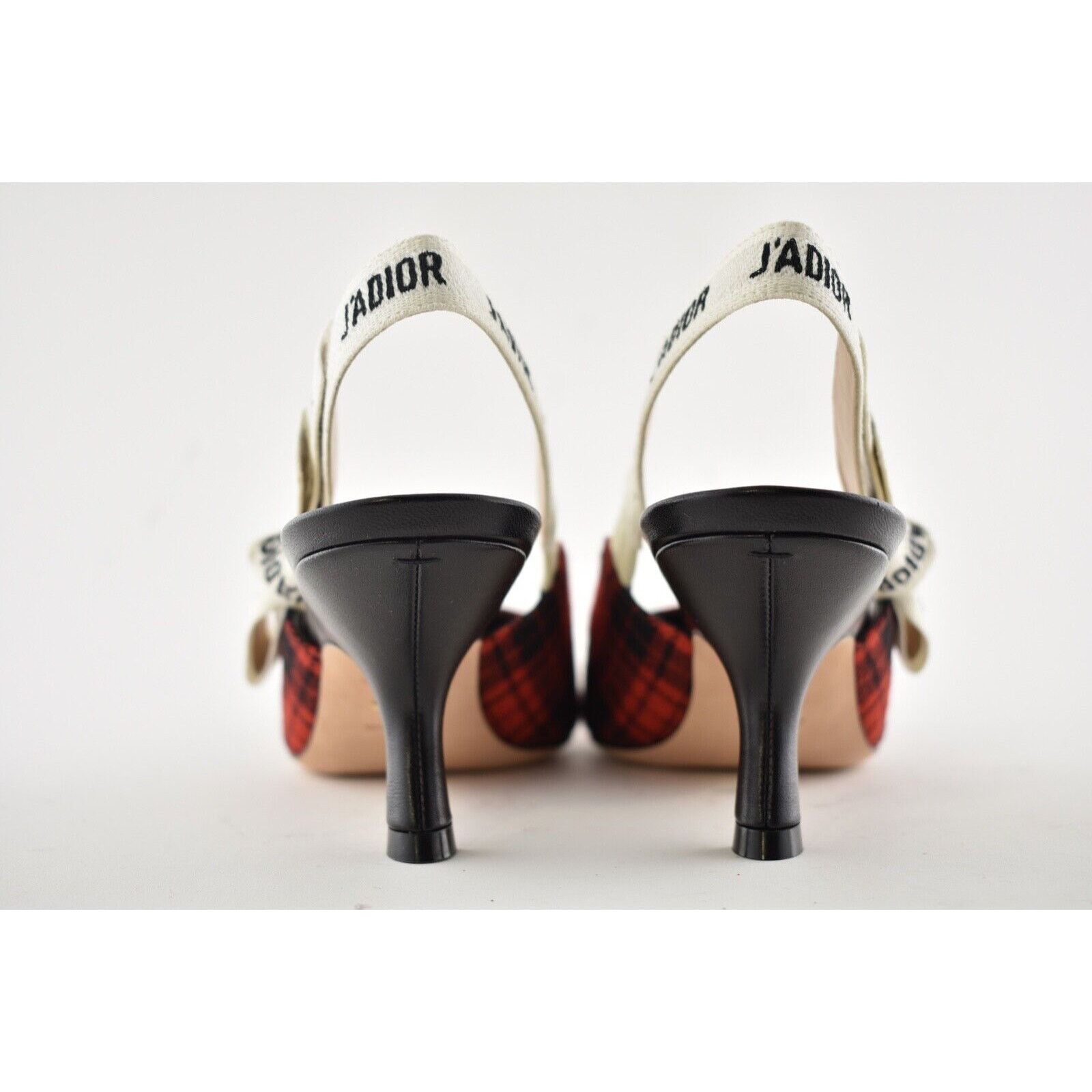 J'adior Jadior Check Slingback Sling Sandal Heel Pump 37