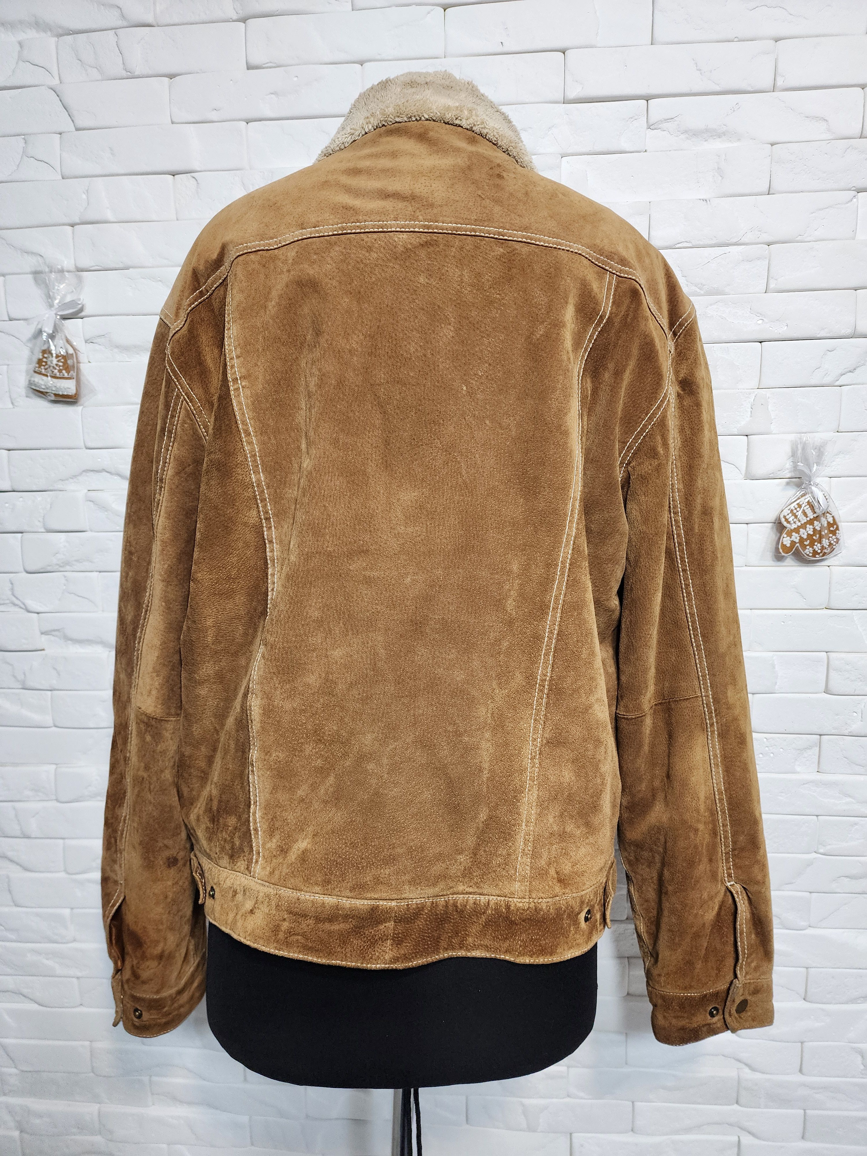 Other Men's Suede Denim Style Jacket: Faux Fur Insulation, Size US L / EU 52-54 / 3 - 4 Thumbnail