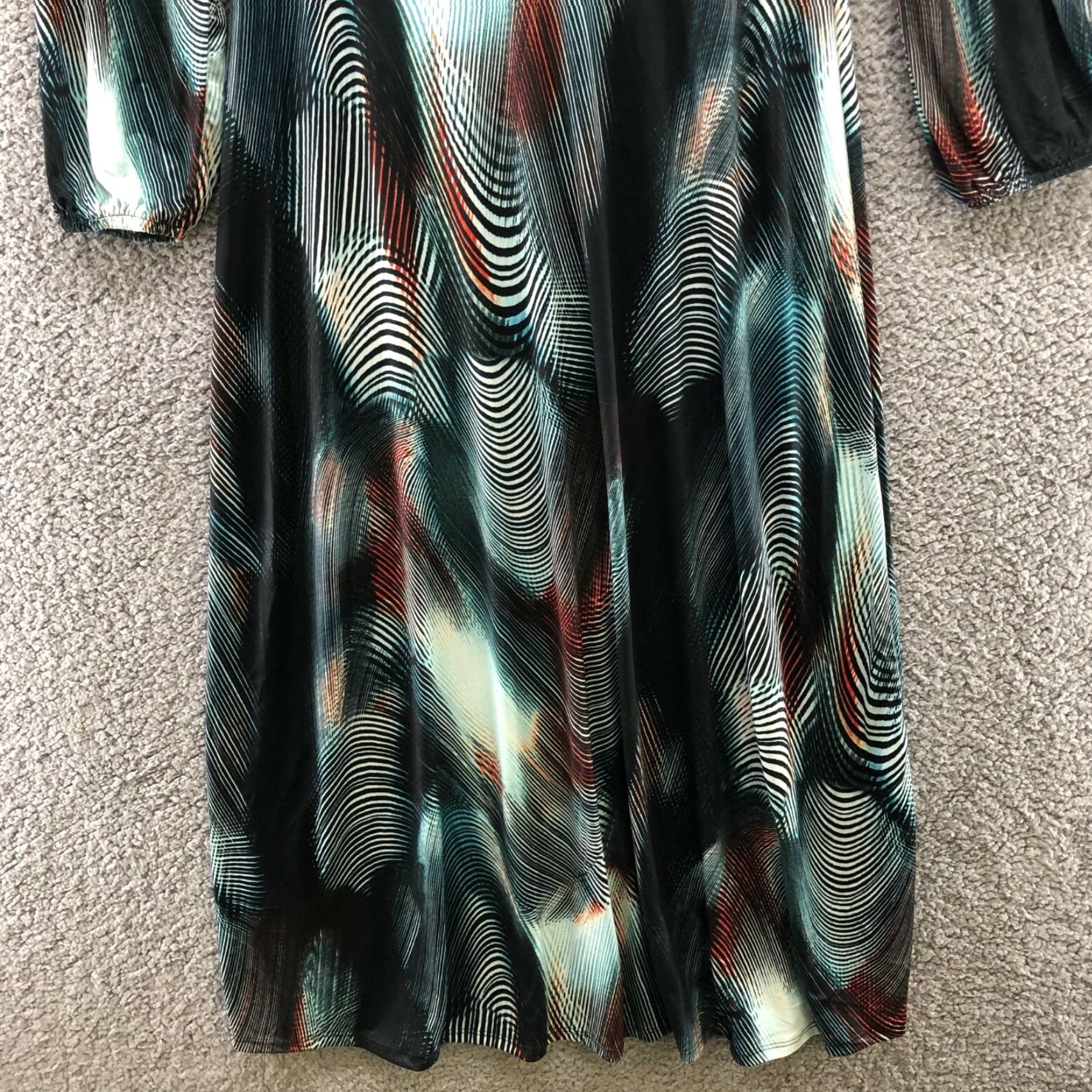 Altea BODYFLIRT Maxi Dress Long Sleeve S Surplice Teal Multicolor Abstract Geometric V-Neck A-Line Beach Hippie Retro Summer Whole Women Size S / US 4 / IT 40 - 3 Thumbnail