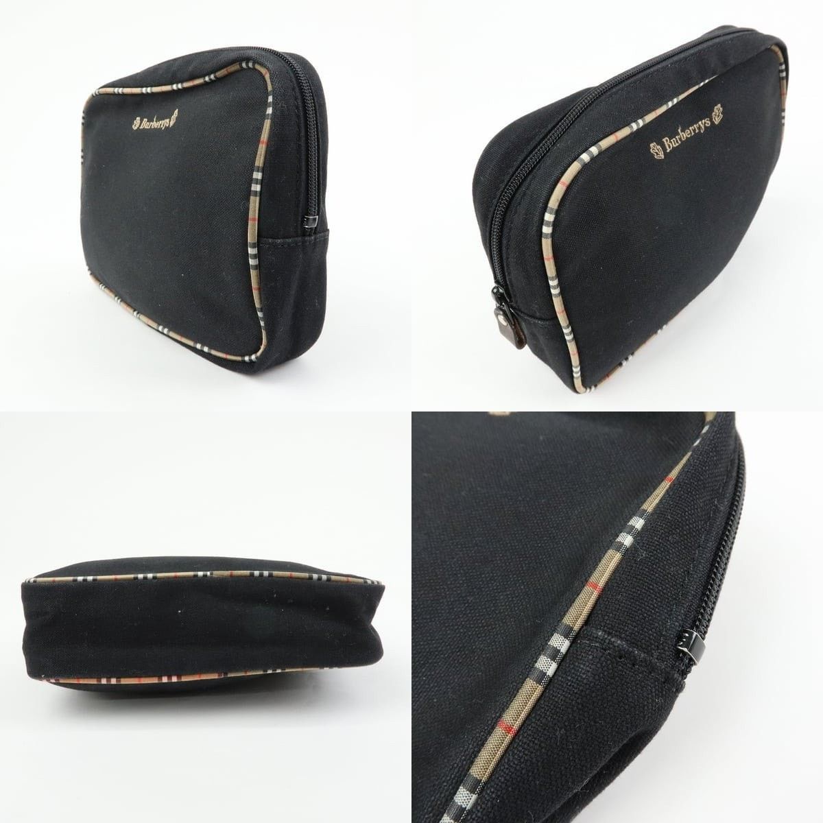 Burberry Burberry Nova Check Canvas Cosmetic Pouch Black Size ONE SIZE - 3 Thumbnail