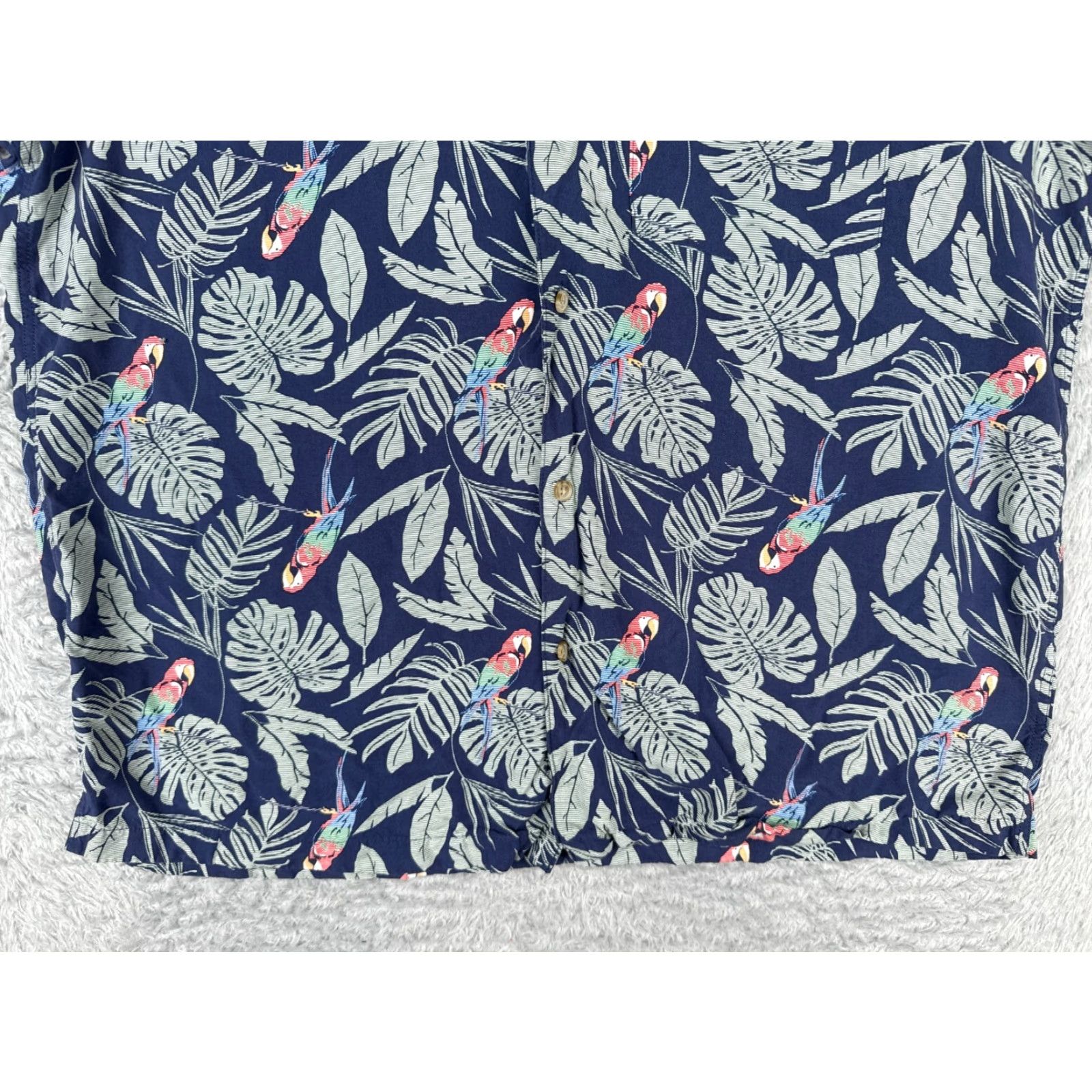 Croft & Barrow VINTAGE Croft & Barrow Shirt Mens Large Blue Palm Leaf Parrot Hawaiian Button Up Rayon Size US L / EU 52-54 / 3 - 5 Thumbnail