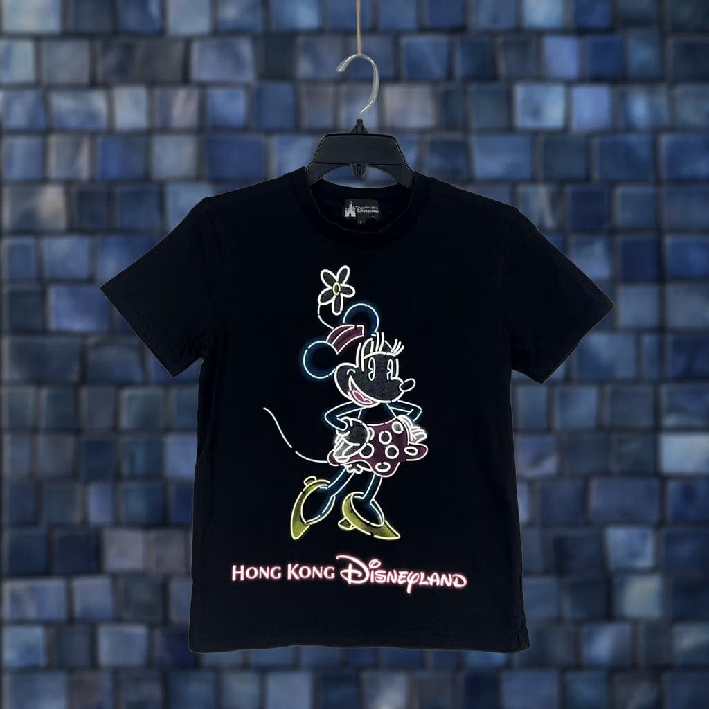 Disney Disney Shirt Womens Small Black Glow in Dark Minnie Mouse Hong Kong Disneyland Crew Neck T-Shirt Boys? Size S / US 4 / IT 40 - 1 Thumbnail
