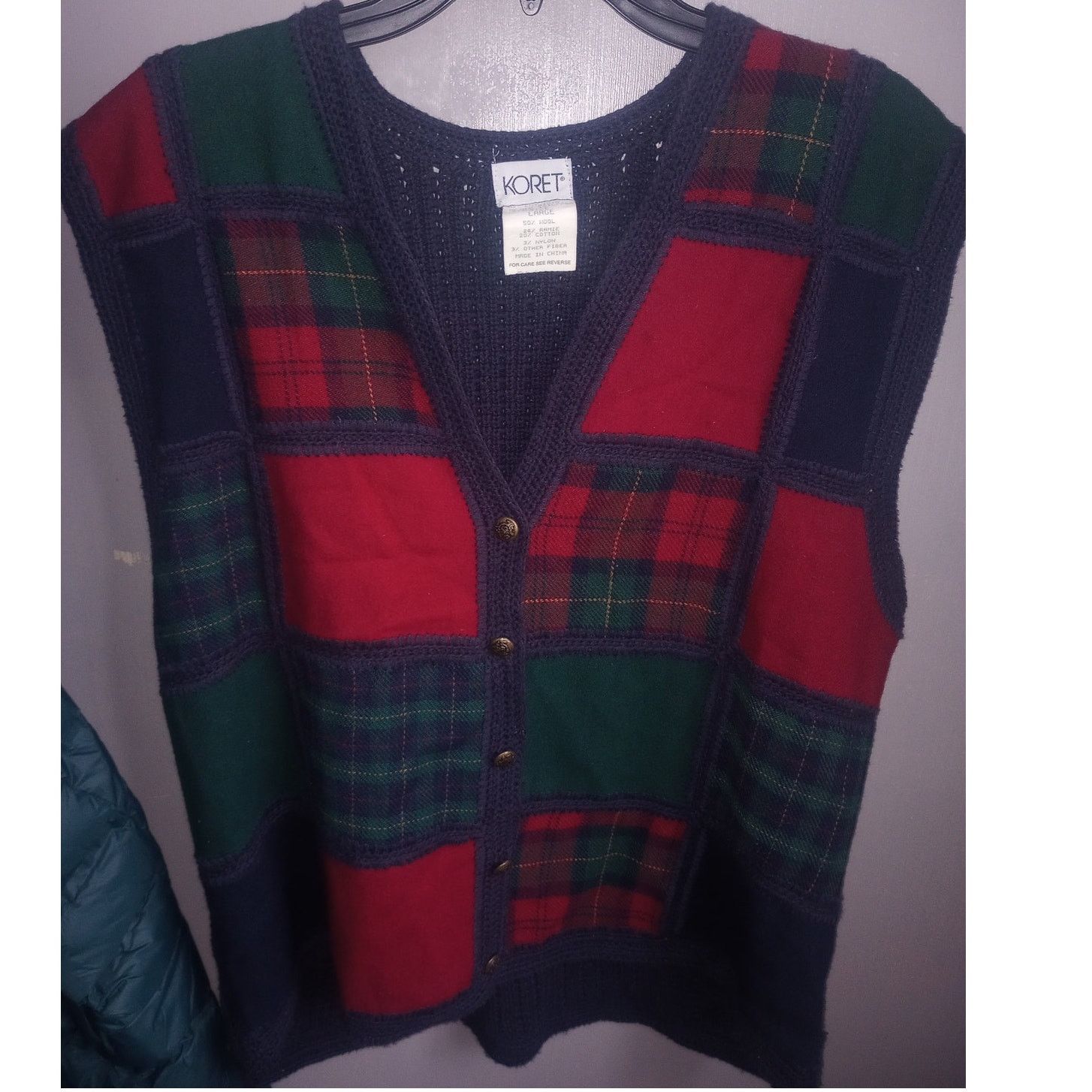 Vintage Unisex Koret VTG Plaid Tartan Holiday Vest Wool Patch Large Size L / US 10 / IT 46 - 1 Thumbnail