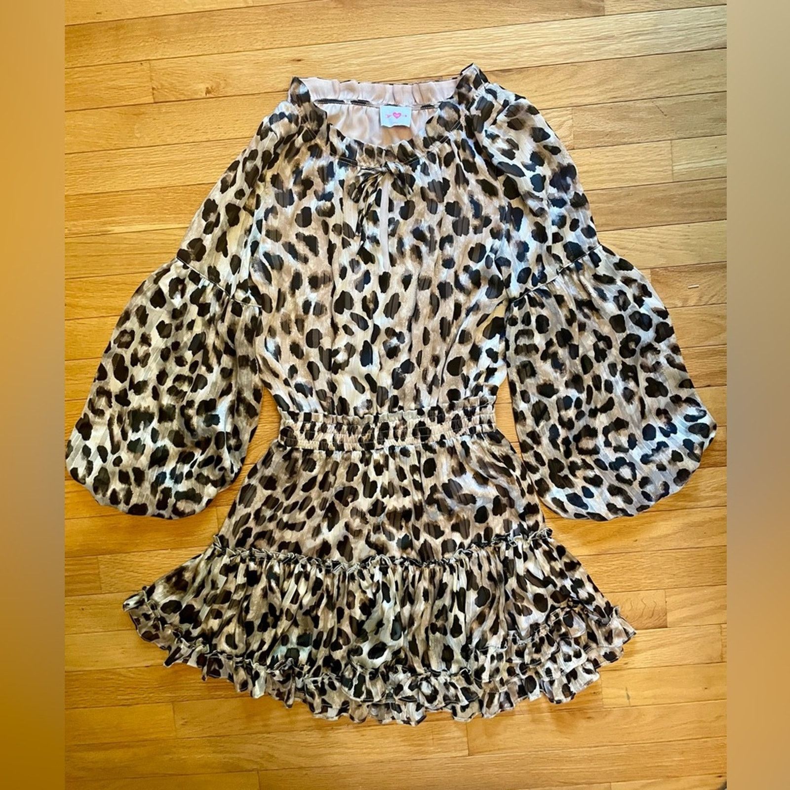 BuddyLove Buddy Love Beige and Black Leopard Print Ruffle Dress Size M / US 6-8 / IT 42-44 - 6 Thumbnail