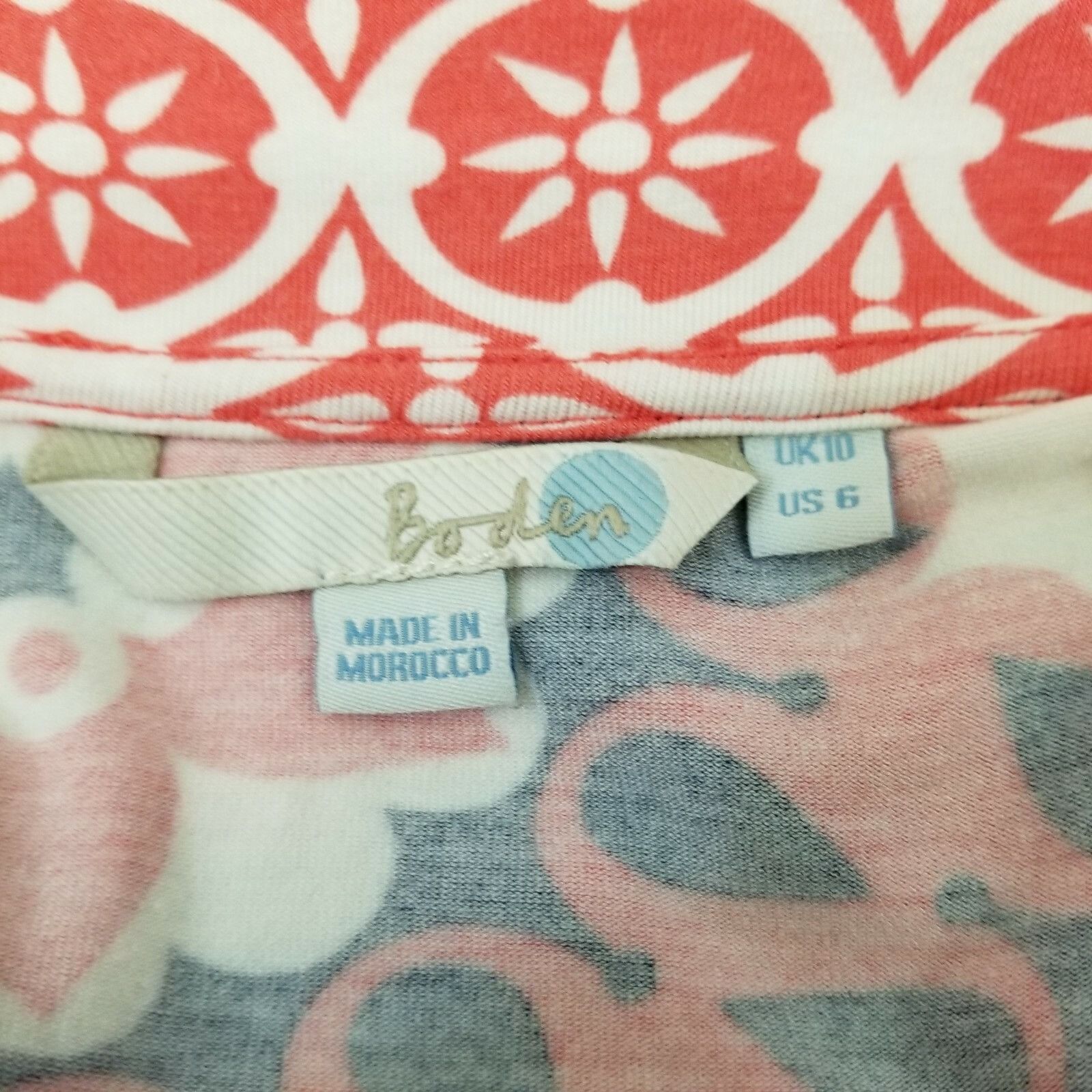 Boden Boden 6 Dress Pink White Retro Floral Notch Collar Stretch T Size M / US 6-8 / IT 42-44 - 5 Thumbnail
