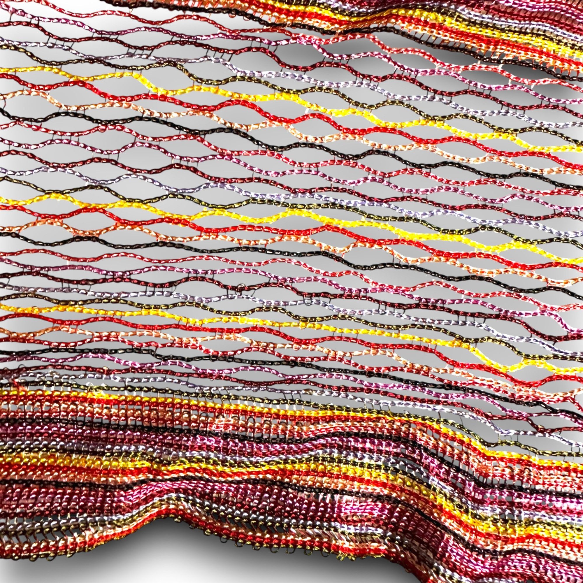 Designer Festive Colorful "Silk Feel" Polyester Mesh Scarf Fringe EUC Size ONE SIZE - 9 Thumbnail
