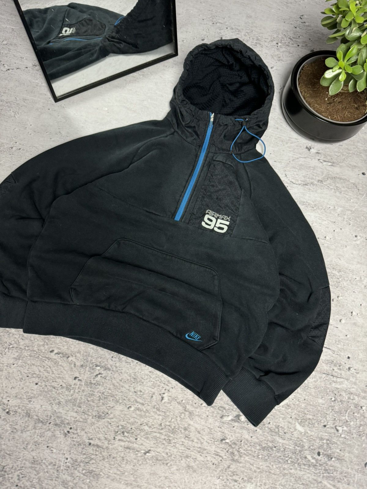 Nike 00s Nike Vintage Airmax 95 Series Ninja Neck Hoodie Drill Size US S / EU 44-46 / 1 - 4 Thumbnail