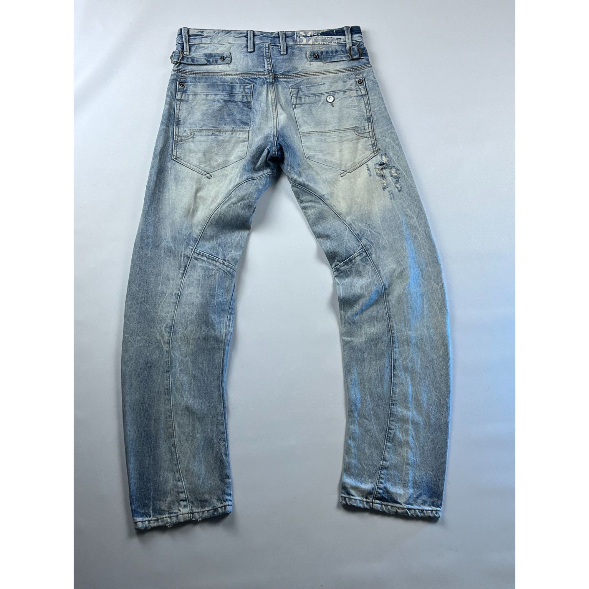Vintage Double Knee Light Wash Ditressed Blue Ridge Jeans Size US 34 / EU 50 - 4 Thumbnail
