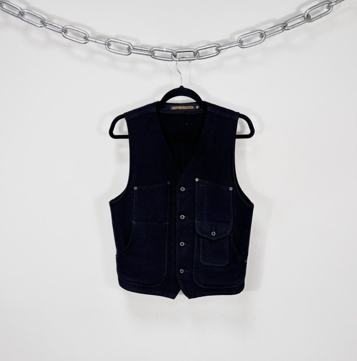 Rising Sun & Co. Rising Sun & Co Men’s Black Wool Vest Gilet Jacket Size US M / EU 48-50 / 2 - 1 Thumbnail