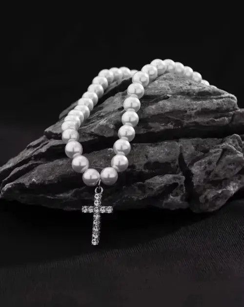 Other pearl chain diamonds cross HarlemBling Size ONE SIZE - 4 Thumbnail