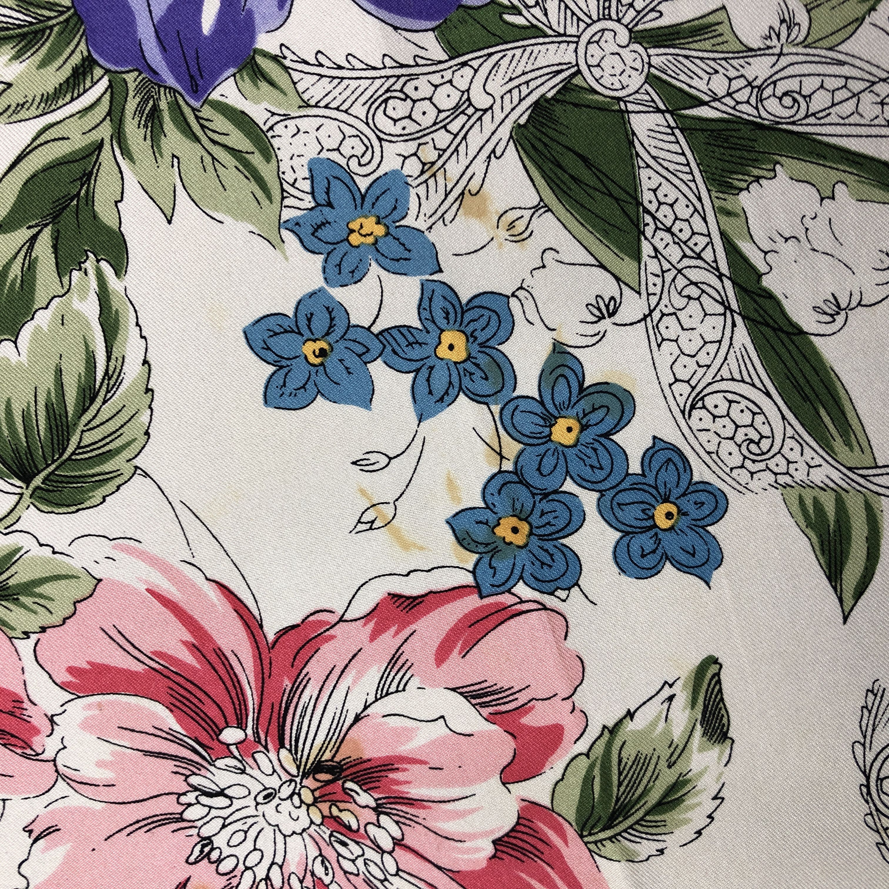 Japanese Brand Vintage Floral English SILK Scarf Twill Stole Wraps Scarves Size ONE SIZE - 10 Thumbnail