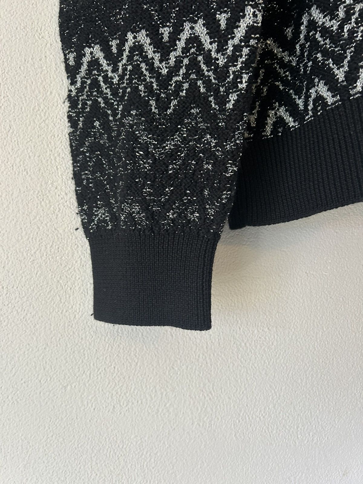 Saint Laurent Paris Black/Silver Zig-Zag Knit Sweater Size US XXL / EU 58 / 5 - 4 Thumbnail