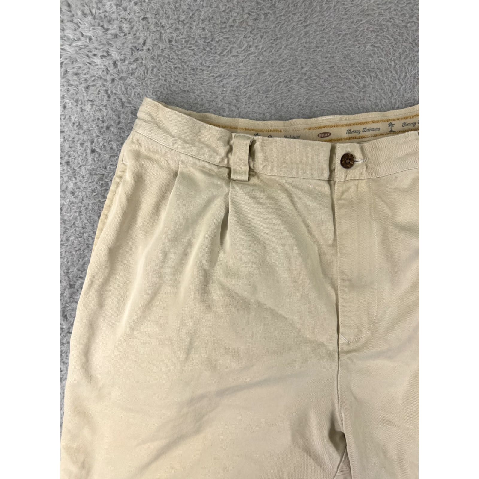 Tommy Bahama Tommy Bahama Shorts Mens 36 Beige Silk Pleated Front Bermuda 100% Silk Quick Dry Pockets Beach Aloha Mens Size US 36 / EU 52 - 7 Thumbnail