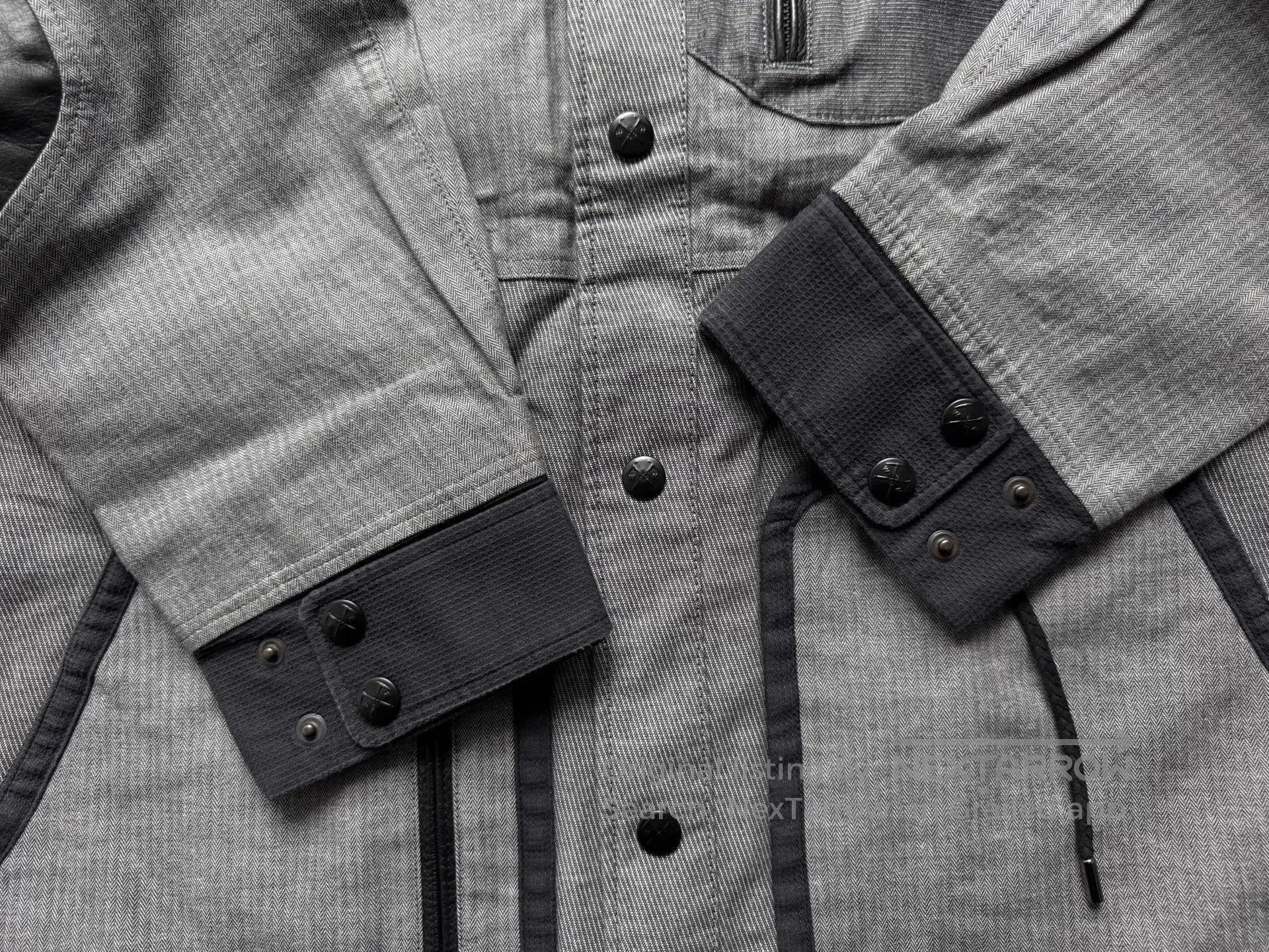 White Mountaineering Gray Hooded Jacket with Leather Accents Size L. Size US L / EU 52-54 / 3 - 7 Thumbnail