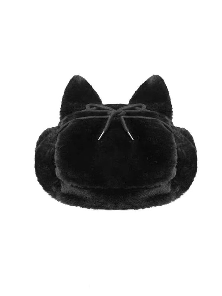 Japanese Brand × Vintage Y2K Cartoon Black wolf Ushanka Cute Winter Hat Size ONE SIZE - 6 Thumbnail