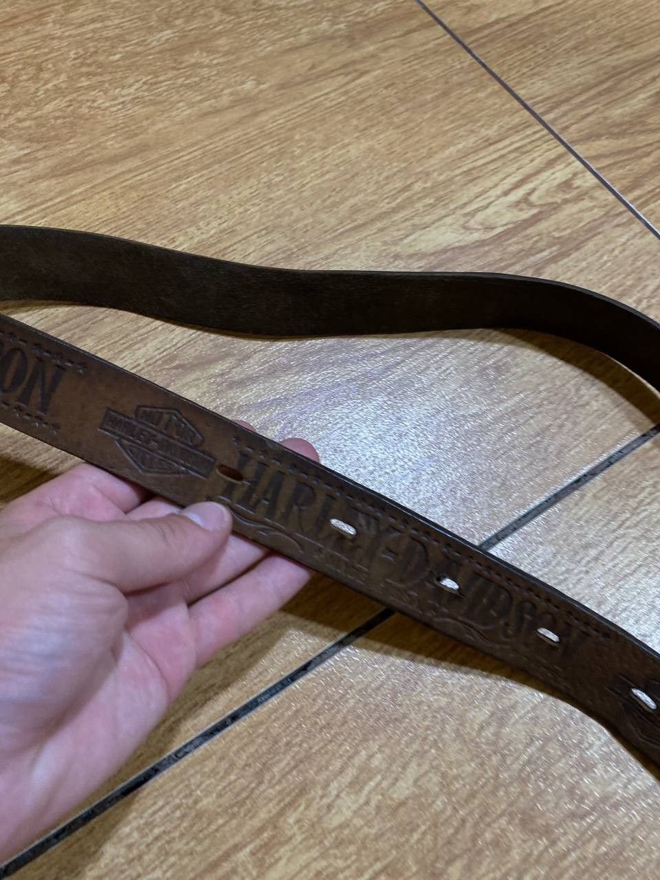 Harley Davidson Belt brown Vintage Harley Davidson big logo Streetwear Y2K Size ONE SIZE - 10 Thumbnail