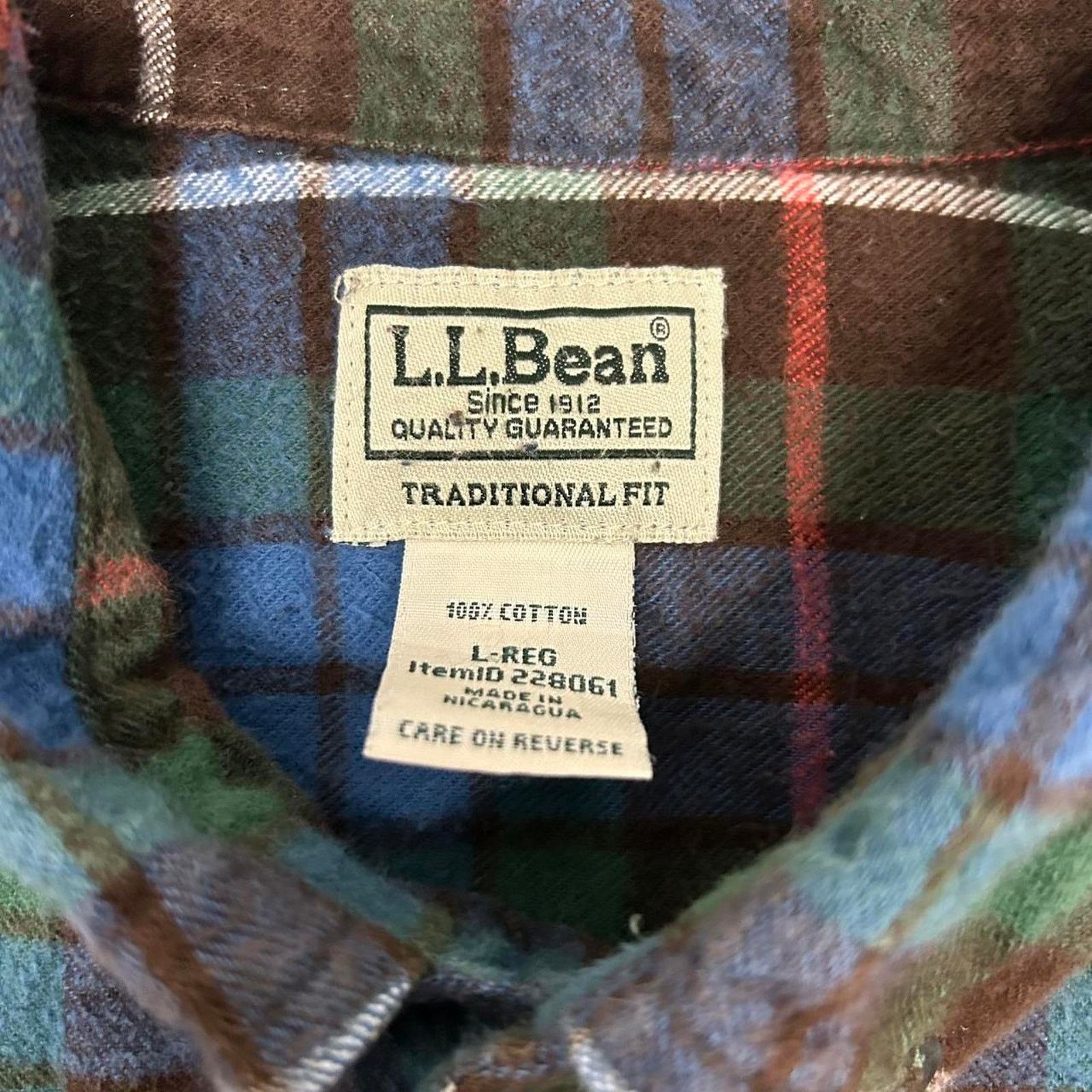 L.L. Bean VTG/Y2K L.L.Bean plaid flannel shirt in blue and green Size US L / EU 52-54 / 3 - 3 Thumbnail