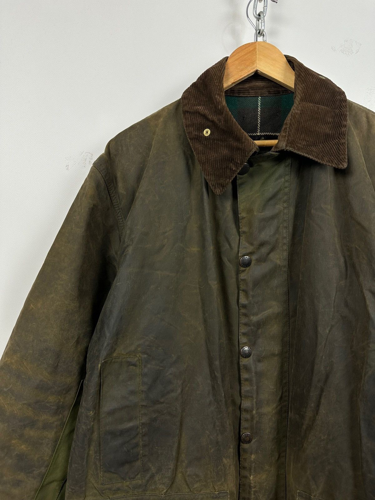 Barbour Vintage Barbour Northumbria Olive Green Waxed Coat Jacket Size US XL / EU 56 / 4 - 7 Thumbnail