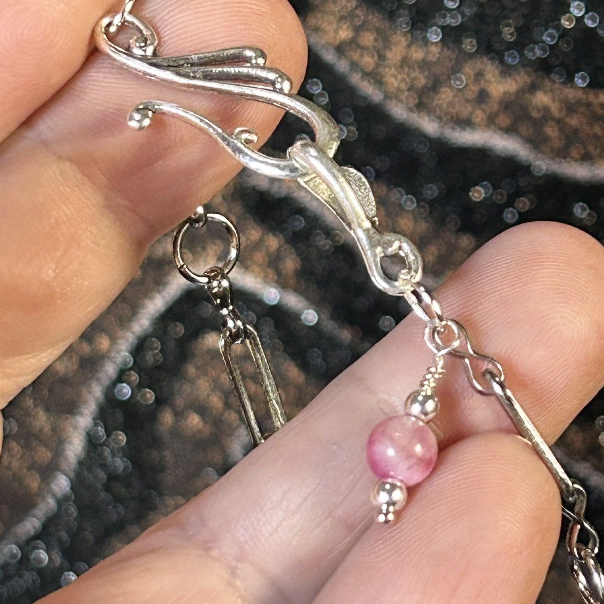 Handmade Handcrafted rutilated quartz rhodonite elbaite pendant chain Size ONE SIZE - 8 Thumbnail