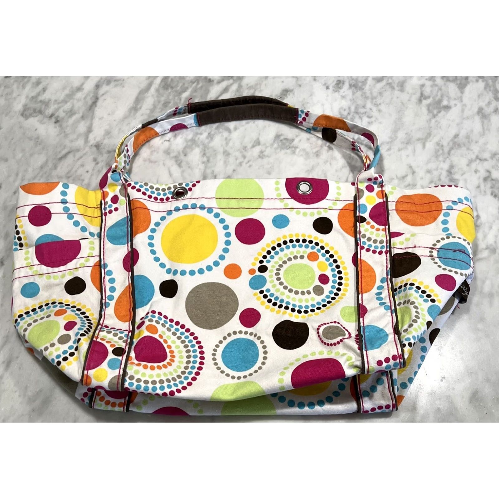 Gloverall Thirty-One Canvas Tote Bag polka dot All Over Large Embroidered “Scotty” 14”x12” Size ONE SIZE - 4 Thumbnail