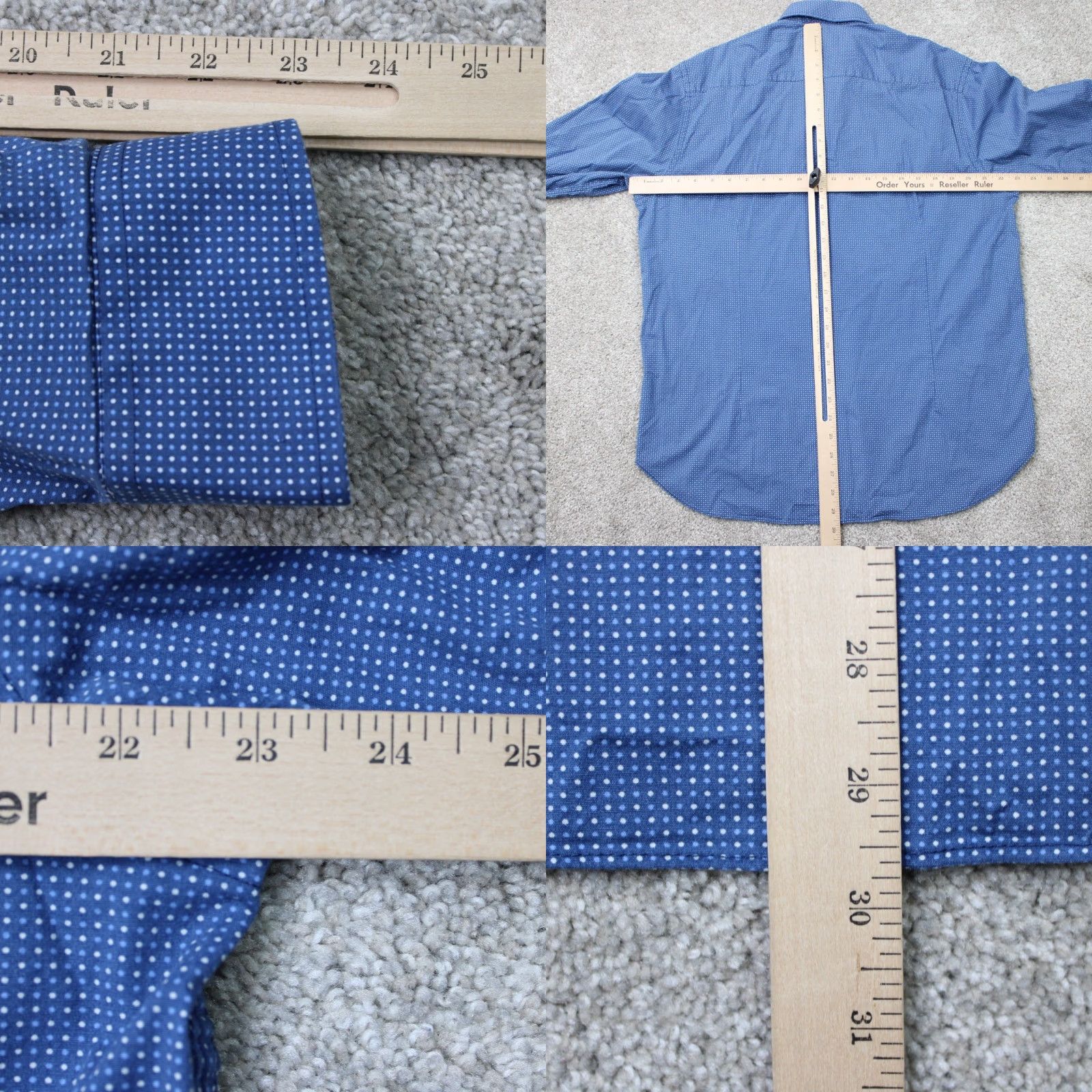 Vintage Construct Shirt Mens 17, 34/35 Blue Geometric Stretch Slim Fit L/S Button-Front Dress Shirt Size US XL / EU 56 / 4 - 8 Thumbnail