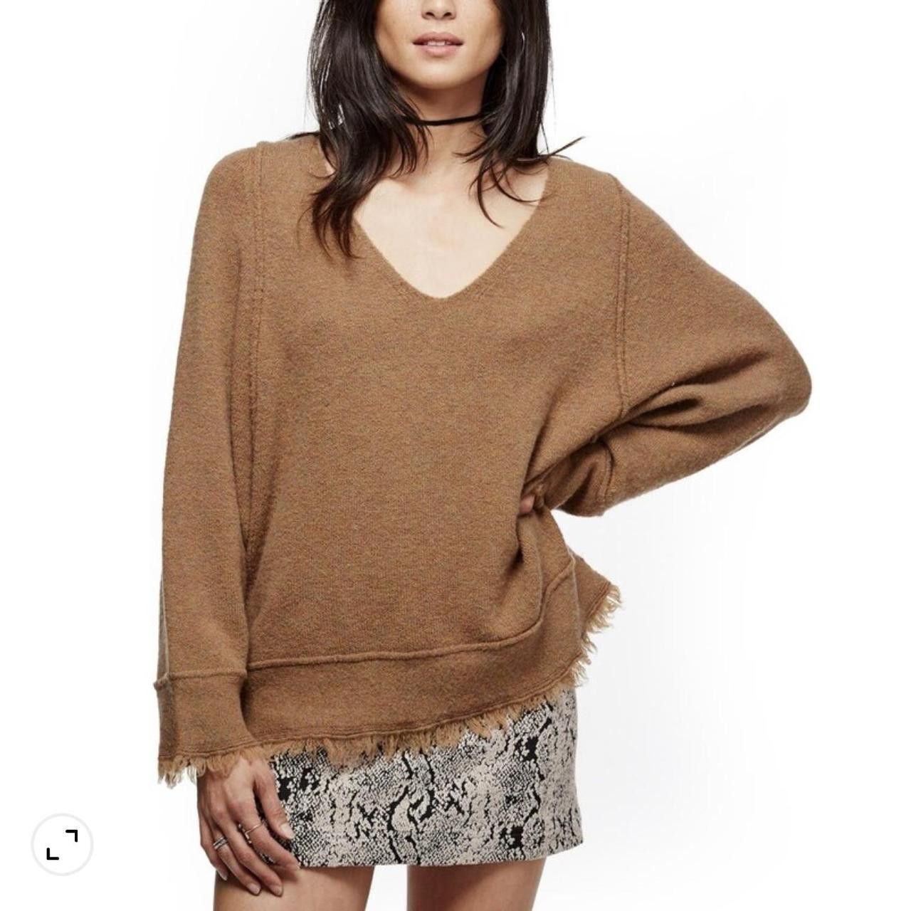 Free People Free People Oversized Brown Wool Linen Sweater Size S Size S / US 4 / IT 40 - 1 Thumbnail